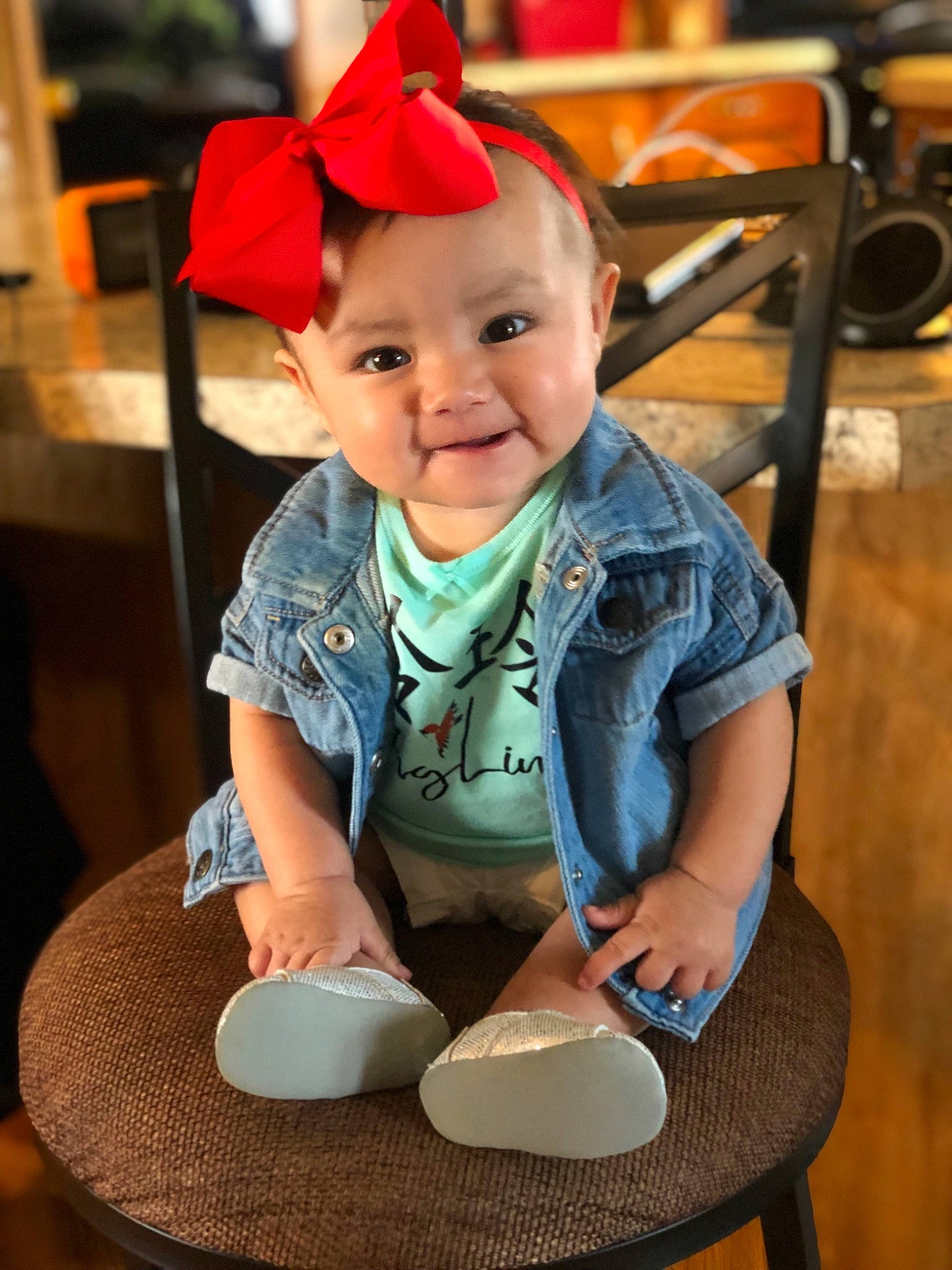 Emmi joined the competition — help win amazing prizes! baby, child, hat, headgear, person, sitting, smile, toddler