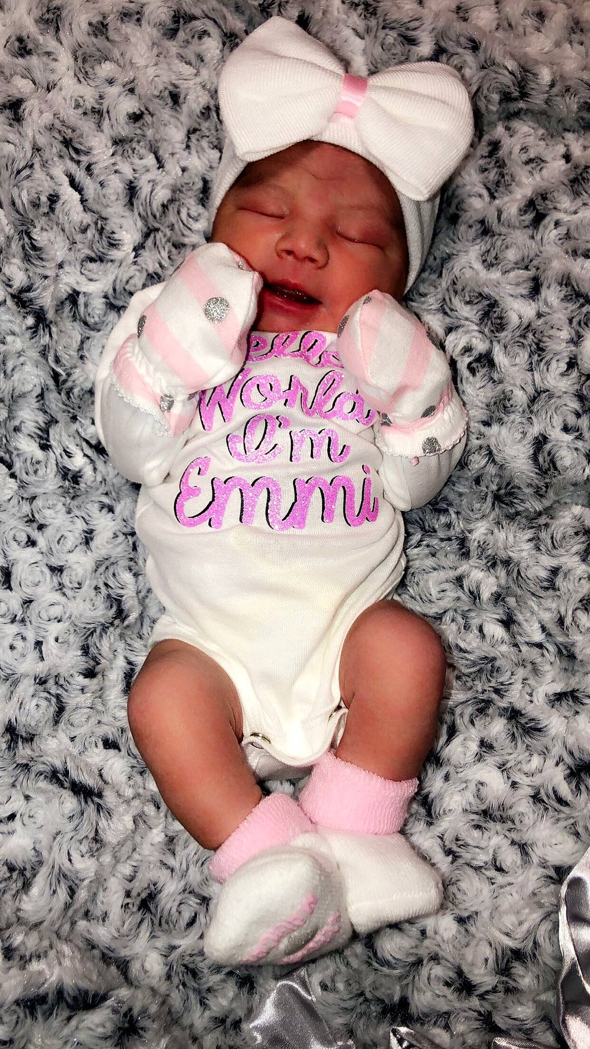 Emmi is registered to the contest to win money with this photo: baby, baby_products, baby_sleeping, baby_toddler_clothing, birth, bonnet, cheek, child, happy, headgear, nap, person, pink, product, sleep, smile, toddler