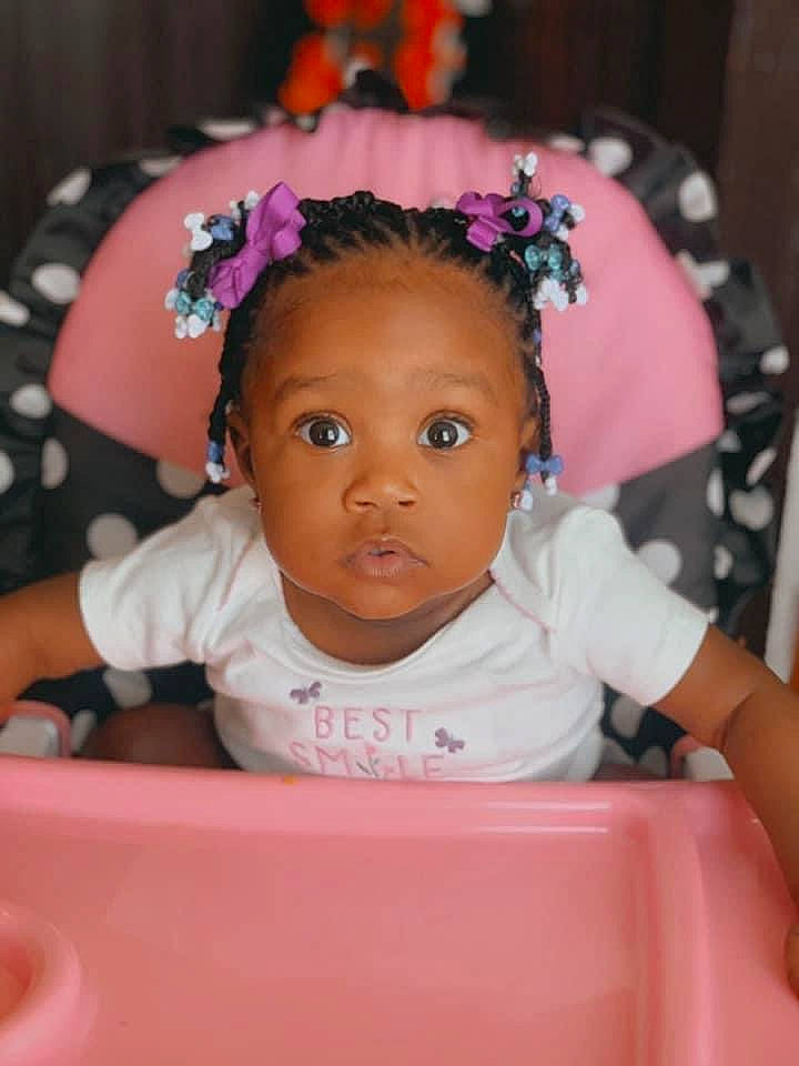 Kehlani joined the competition — help win amazing prizes! baby, baby_products, baby_toddler_clothing, chair, cheek, child, fashion_accessory, flower, fun, hair_accessory, happy, headband, headpiece, iris, magenta, person, petal, pink, skin, sweetness