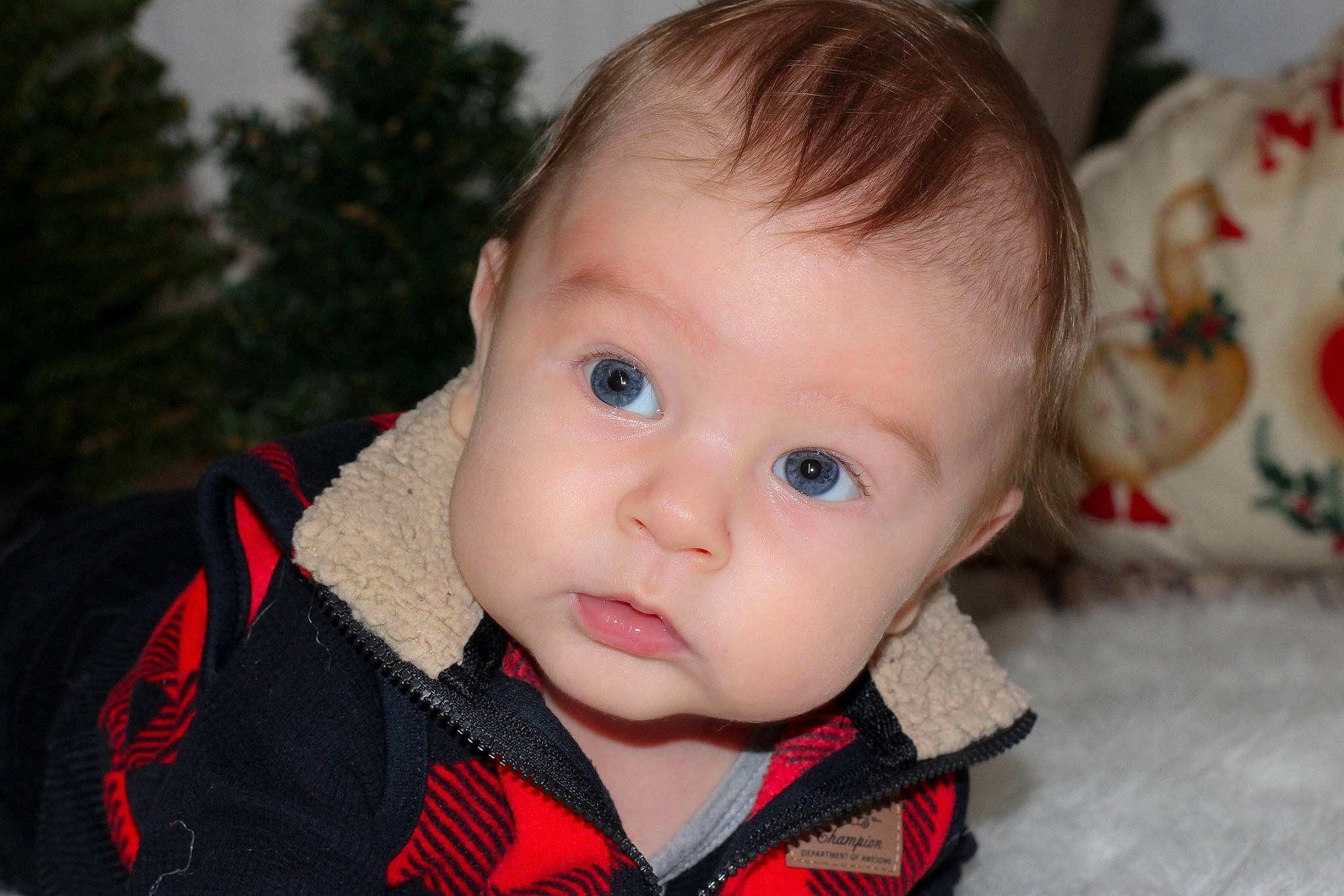 Asher is registered to the contest to win money with this photo: baby, baby_toddler_clothing, carmine, cheek, child, eye, eyebrow, eyelash, iris, lip, nose, person, portrait_photography, toddler