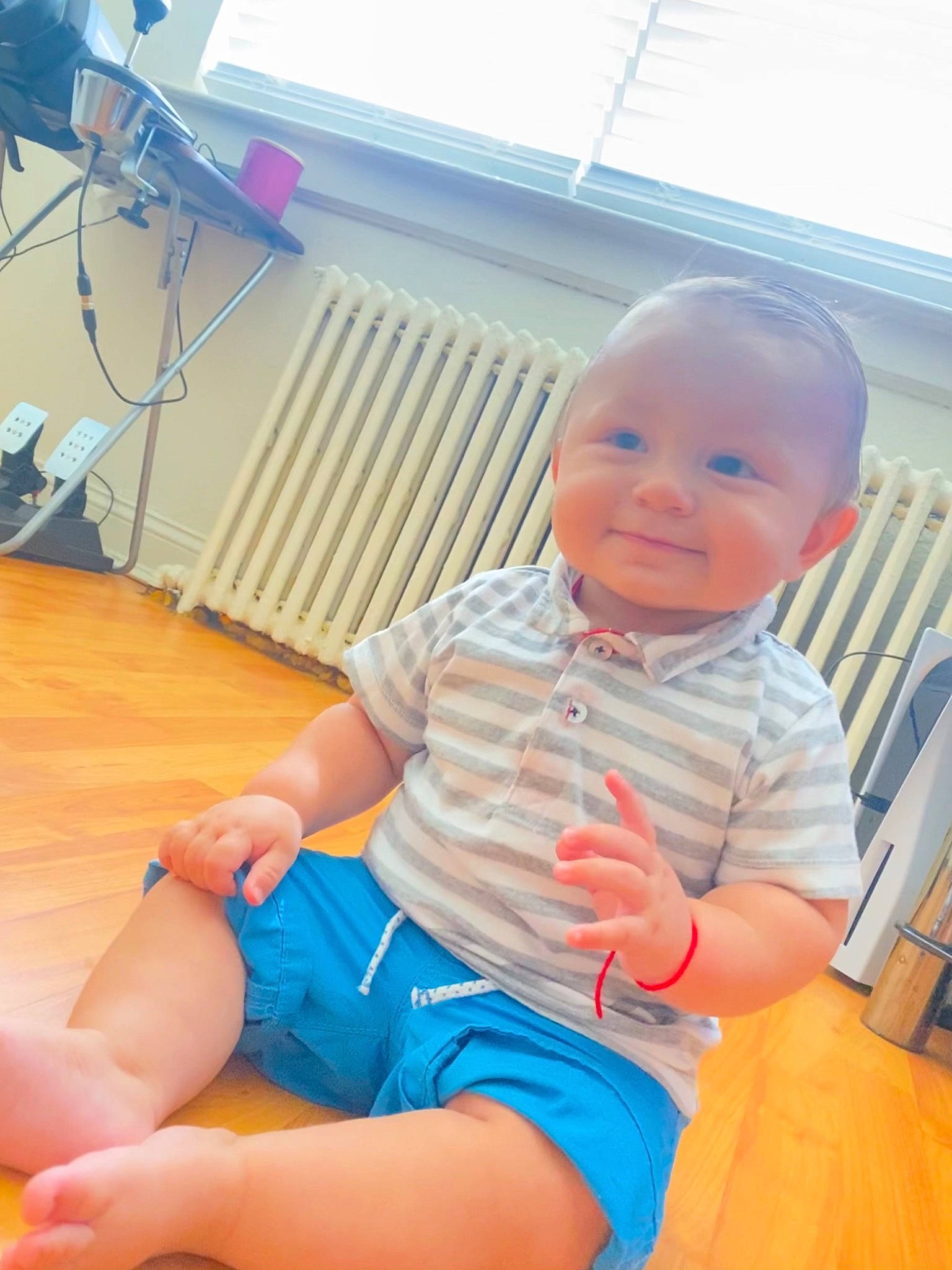 Maison joined the competition — help win amazing prizes! baby_toddler_clothing, chair, finger, floor, flooring, fun, happy, human_body, joint, knee, leg, leisure, person, shorts, shoulder, skin, smile, standing, thigh, toddler