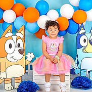 Yarislyanis is registered to the contest to win money with this photo: baby, balloon, child, clothing, dress, face, female, fun, girl, hat, head, indoors, party, partyhat, people, person, photography, portrait, skirt, sphere