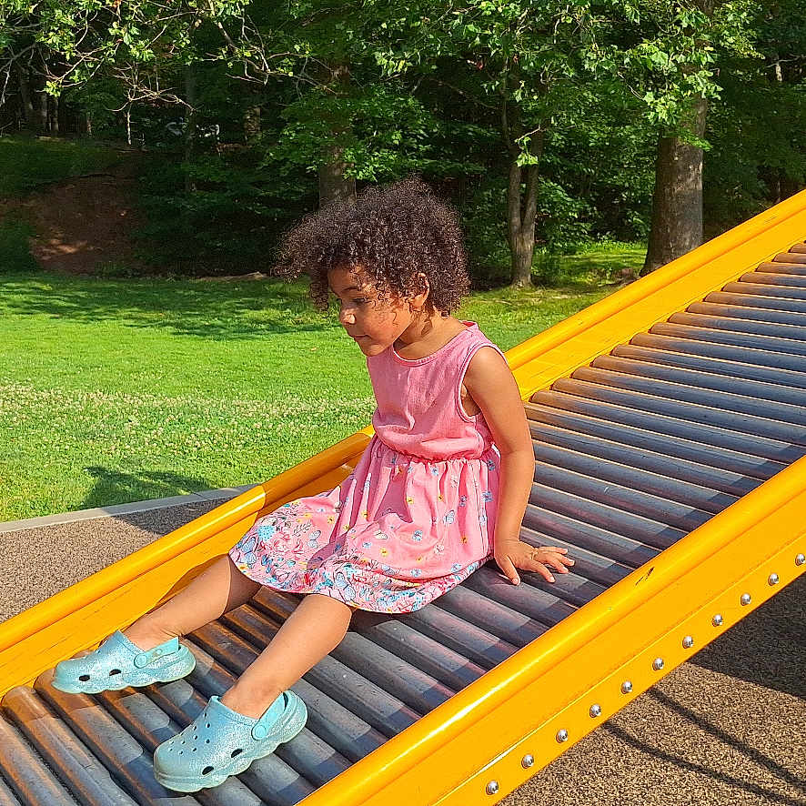 Yarislyanis joined the competition — help win amazing prizes! blue_crocs, casual_clothing, child, childhood, footwear, fun, girl, grass, greenery, leisure, outdoor, park, pink_dress, play, playground, recreation, slide, summer, sunny, trees