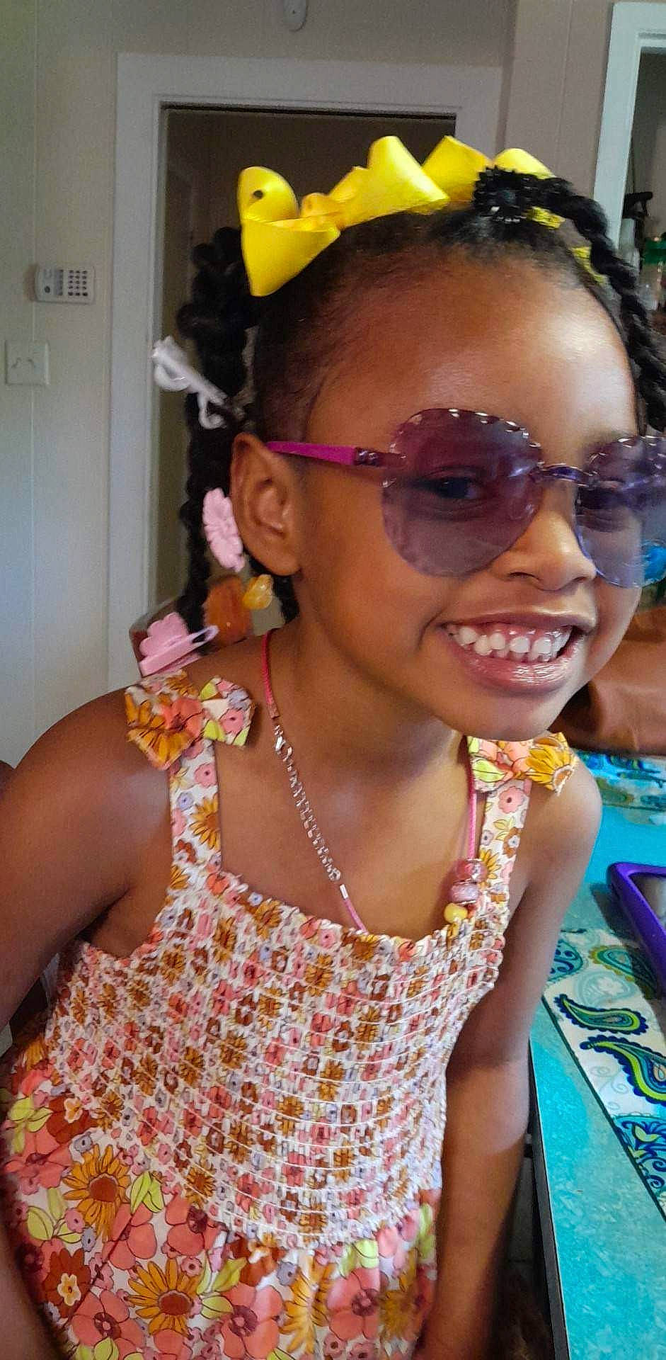Baylee joined the competition — help win amazing prizes! cool, door, earrings, event, eyewear, fashion, fashion_design, fun, glasses, goggles, hairstyle, happy, headgear, jewellery, joy, magenta, necklace, person, smile, sunglasses