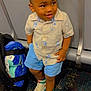 Josiah joined the competition — help win amazing prizes! backpack, boy, carpet, child, cute, fashion, footwear, haircut, happy, indoor, person, playful, shirt, shorts, sleeping_bag, smiling, sneakers, standing, toddler, travel