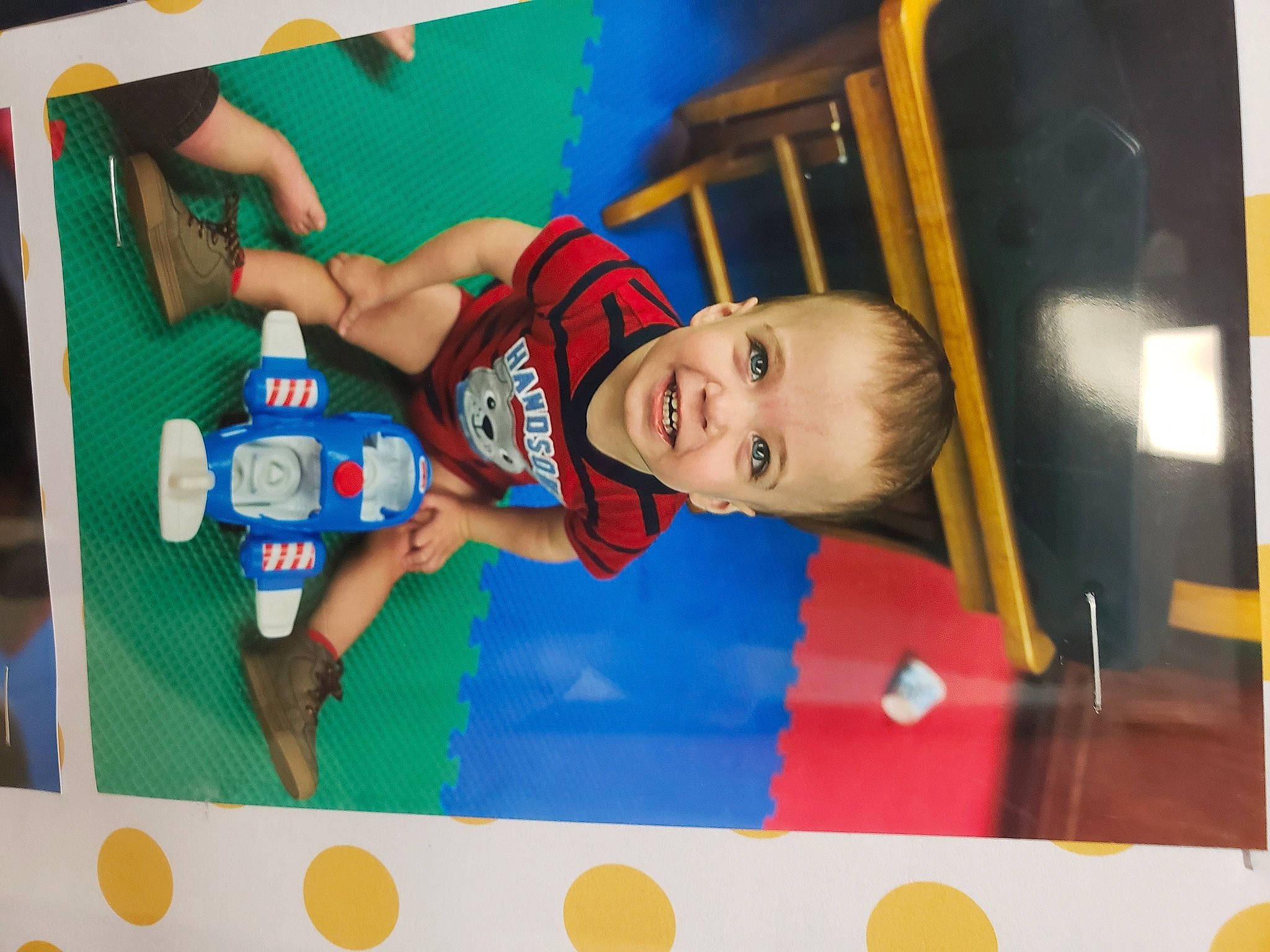 Colt joined the competition — help win amazing prizes! baby, baby_products, baby_toys, child, flooring, fun, happy, joy, kindergarten, leisure, outdoor_play_equipment, person, play, recreation, room, smile, t_shirt, toddler, toy, visual_arts