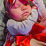baby, sleeping, bow, headband, red_bow, dress, tulle, blanket, cute, infant, adorable, peaceful, child, soft_texture, pink_tint, hands, closed_eyes, portrait, holiday, festive