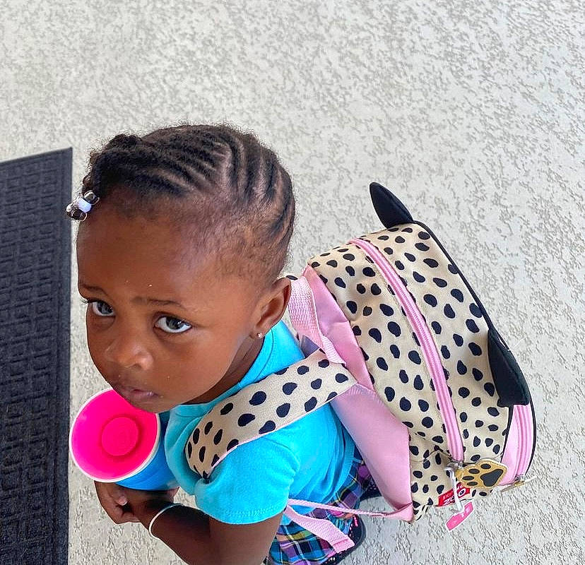 Makiah joined the competition — help win amazing prizes! audio_equipment, baby_toddler_clothing, braid, child, electric_blue, eyelash, fashion_accessory, hair_tie, happy, headphones, jewellery, magenta, neck, pattern, person, pink, shoulder, sleeve, street_fashion, t_shirt