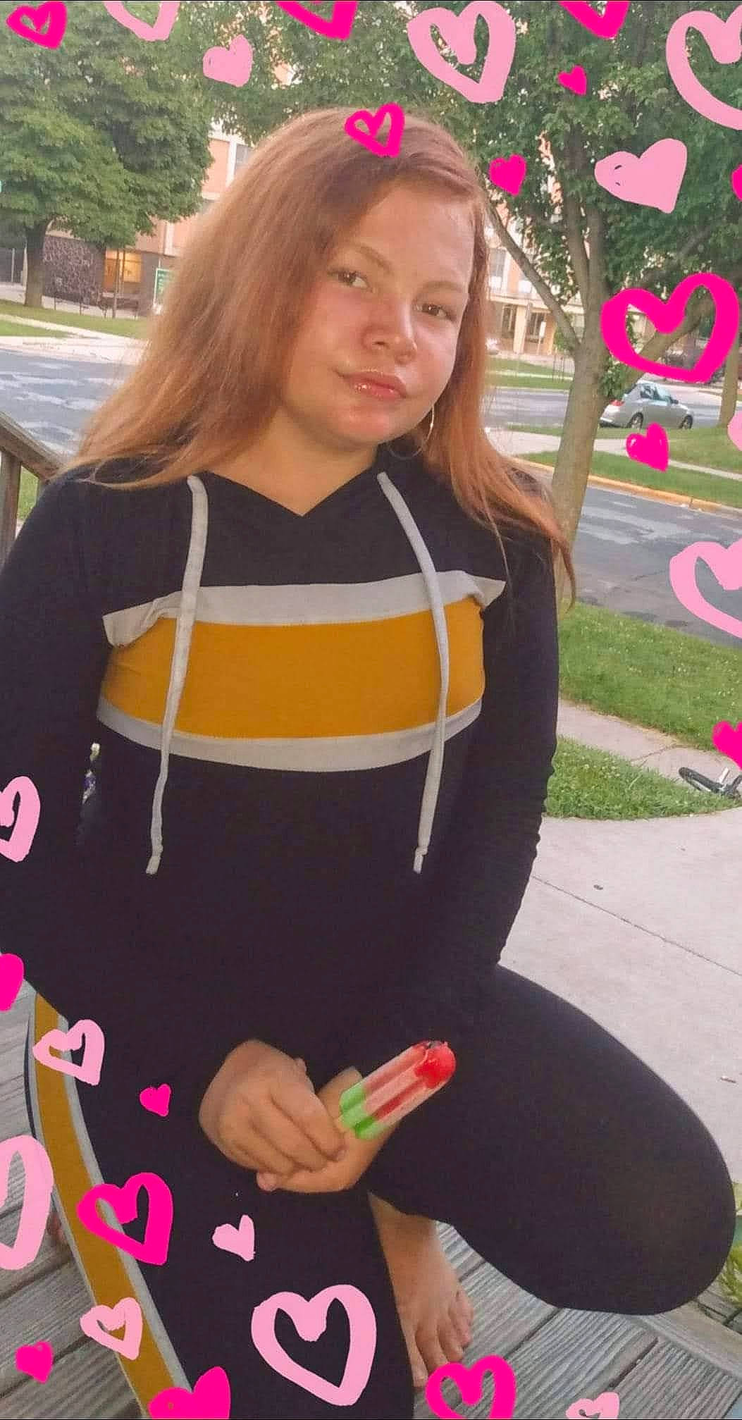 Miranda joined the competition — help win amazing prizes! fashion_accessory, grass, human_leg, jewellery, knee, leggings, long_hair, magenta, neck, pattern, person, pink, plant, recreation, sleeve, sportswear, t_shirt, textile, thigh, tree