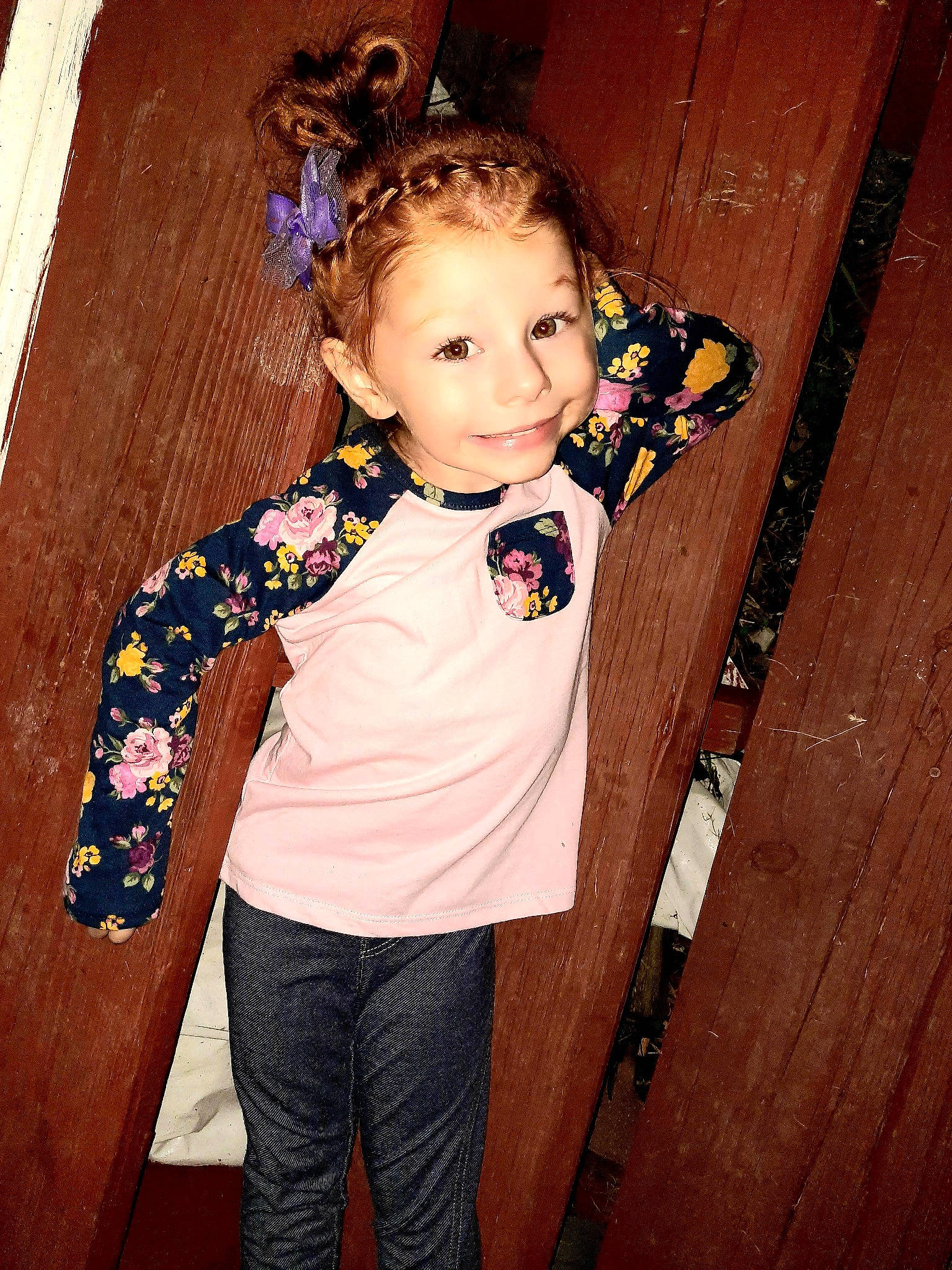 Paisleigh is registered to the contest to win money with this photo: cheek, child, child_model, joy, person, standing, toddler, wood