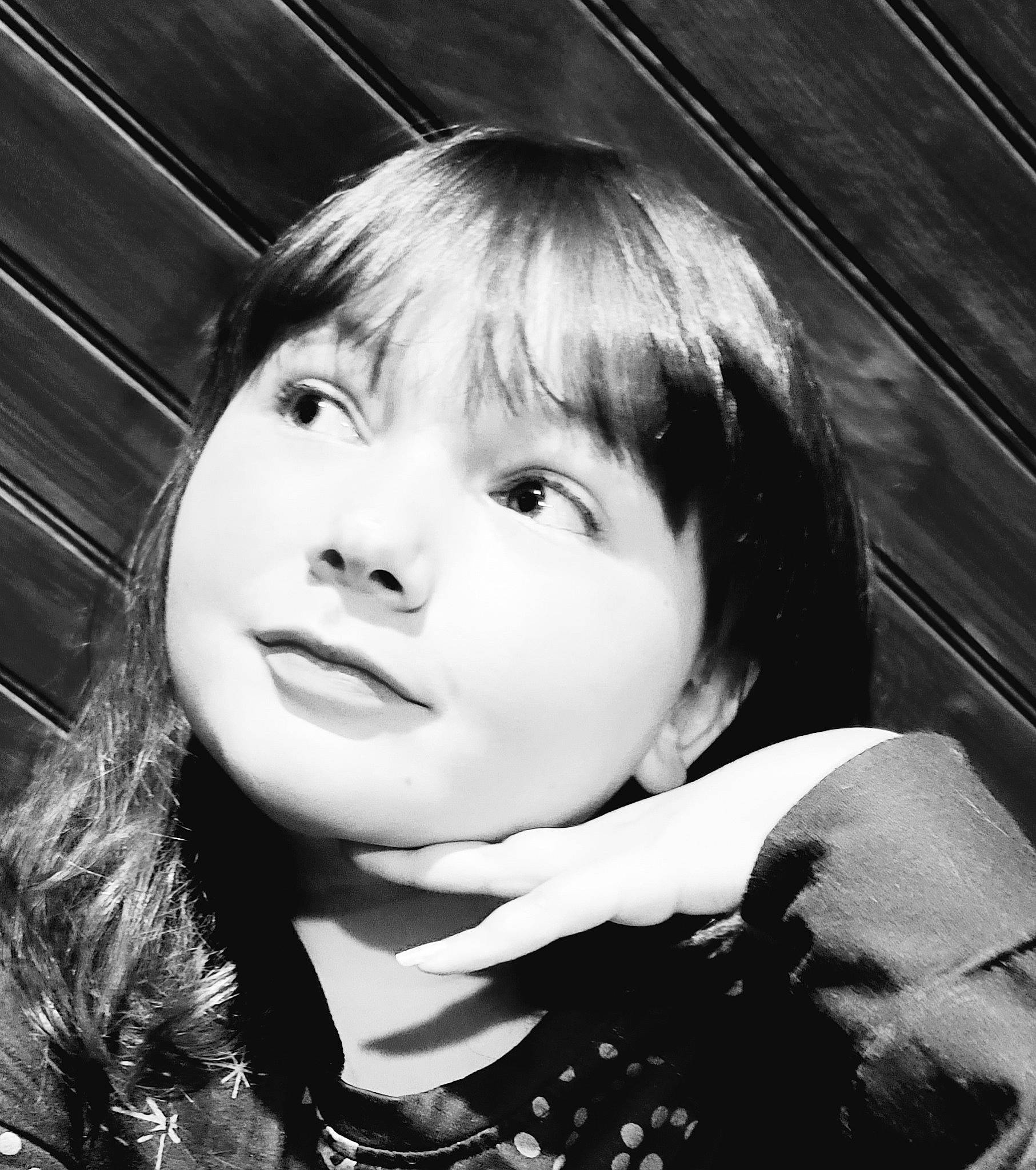 Leighton joined the competition — help win amazing prizes! bangs, black, black_and_white, black_hair, cheek, child, eyebrow, eyelash, face, flash_photography, happy, iris, jaw, lip, monochrome, monochrome_photography, nose, person, style, tints_and_shades