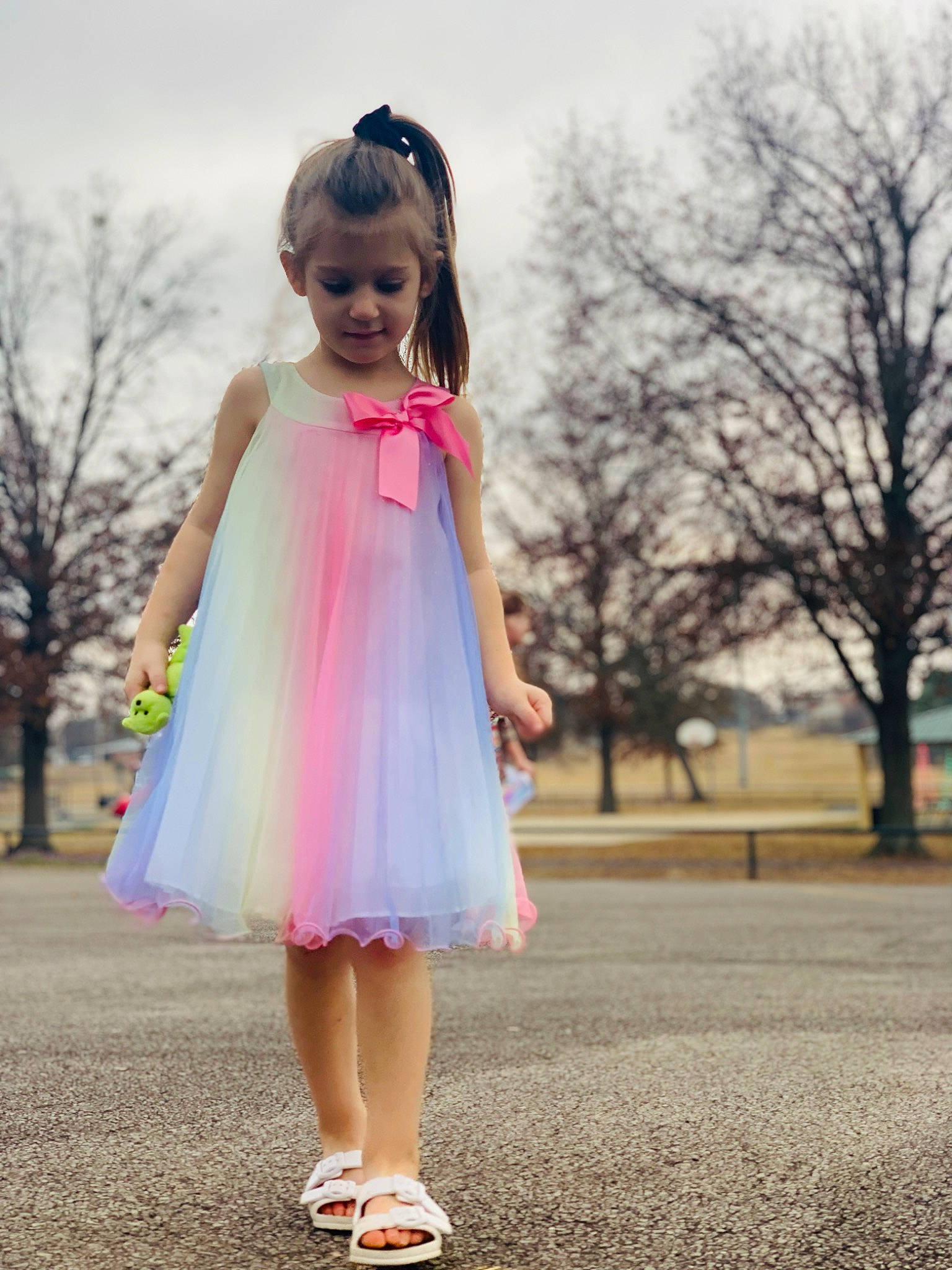 Braelyn joined the competition — help win amazing prizes! baby, baby_toddler_clothing, day_dress, dress, electric_blue, face, happy, leg, magenta, one_piece_garment, people_in_nature, person, pink, plant, shoulder, sky, smile, street_fashion, toddler, tree