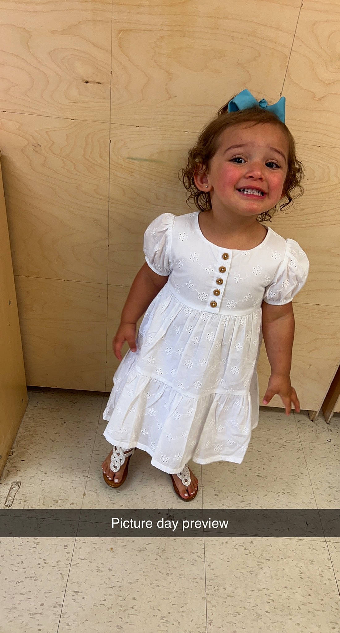 Jaylynn is registered to the contest to win money with this photo: baby, baby_toddler_clothing, child, day_dress, dress, embellishment, face, fashion_design, fun, gesture, happy, joy, leg, magenta, one_piece_garment, pattern, person, pink, skin, sleeve