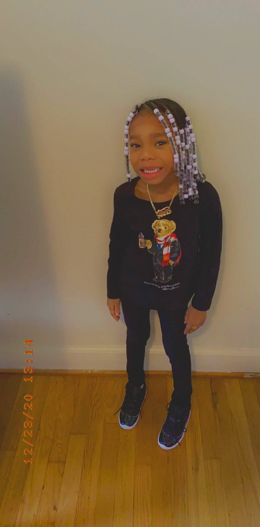 Ellasia joined the competition — help win amazing prizes! baby_toddler_clothing, black_hair, child, cornrows, costume, event, fashion_accessory, fashion_design, flooring, fun, happy, hardwood, head, joy, laminate_flooring, person, sleeve, smile, thigh, toddler