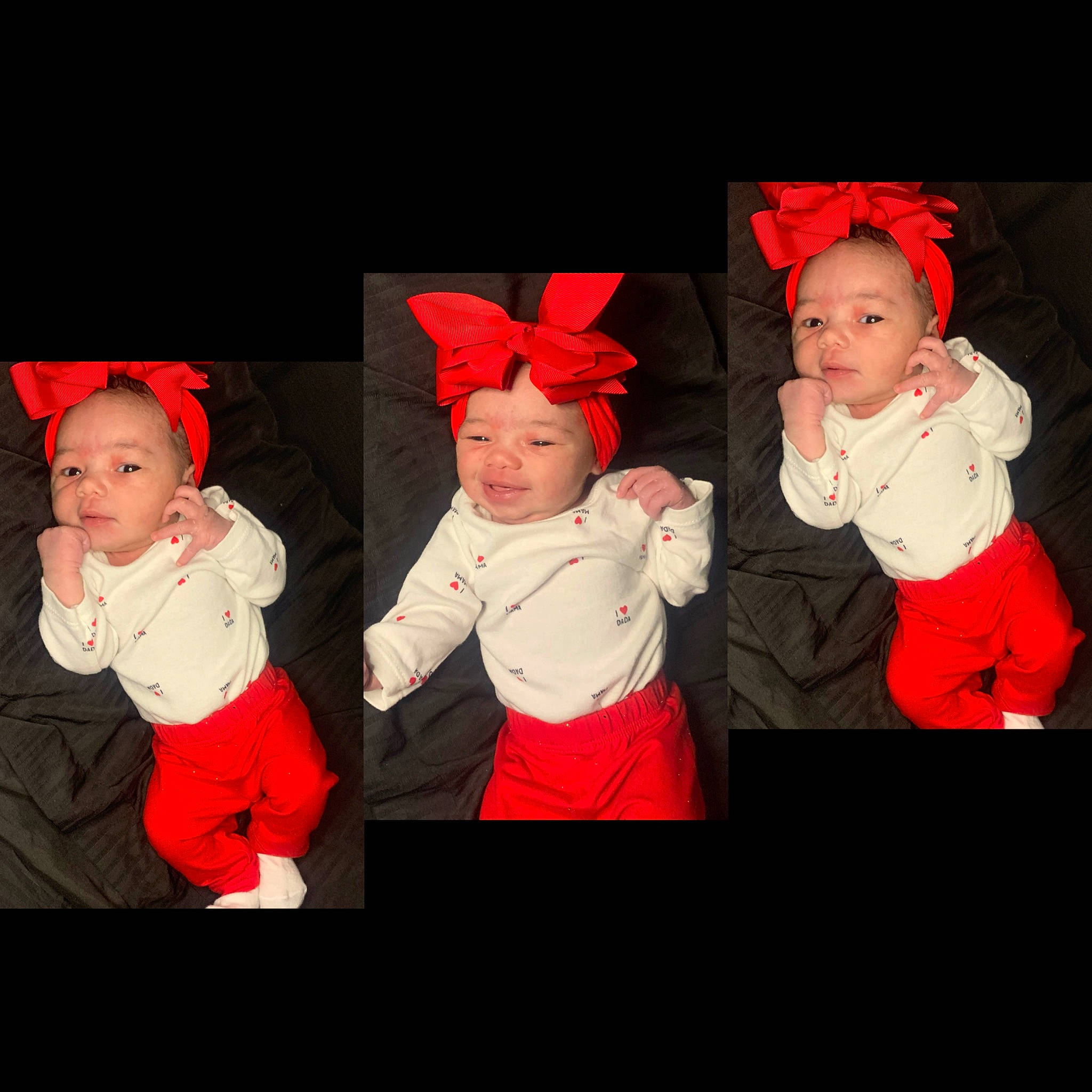 Hassen is registered to the contest to win money with this photo: baby, baby_toddler_clothing, child, christmas, christmas_eve, costume_hat, event, fictional_character, flash_photography, fun, gesture, happy, hat, headwear, human_body, pattern, person, pink, santa_claus, sleeve