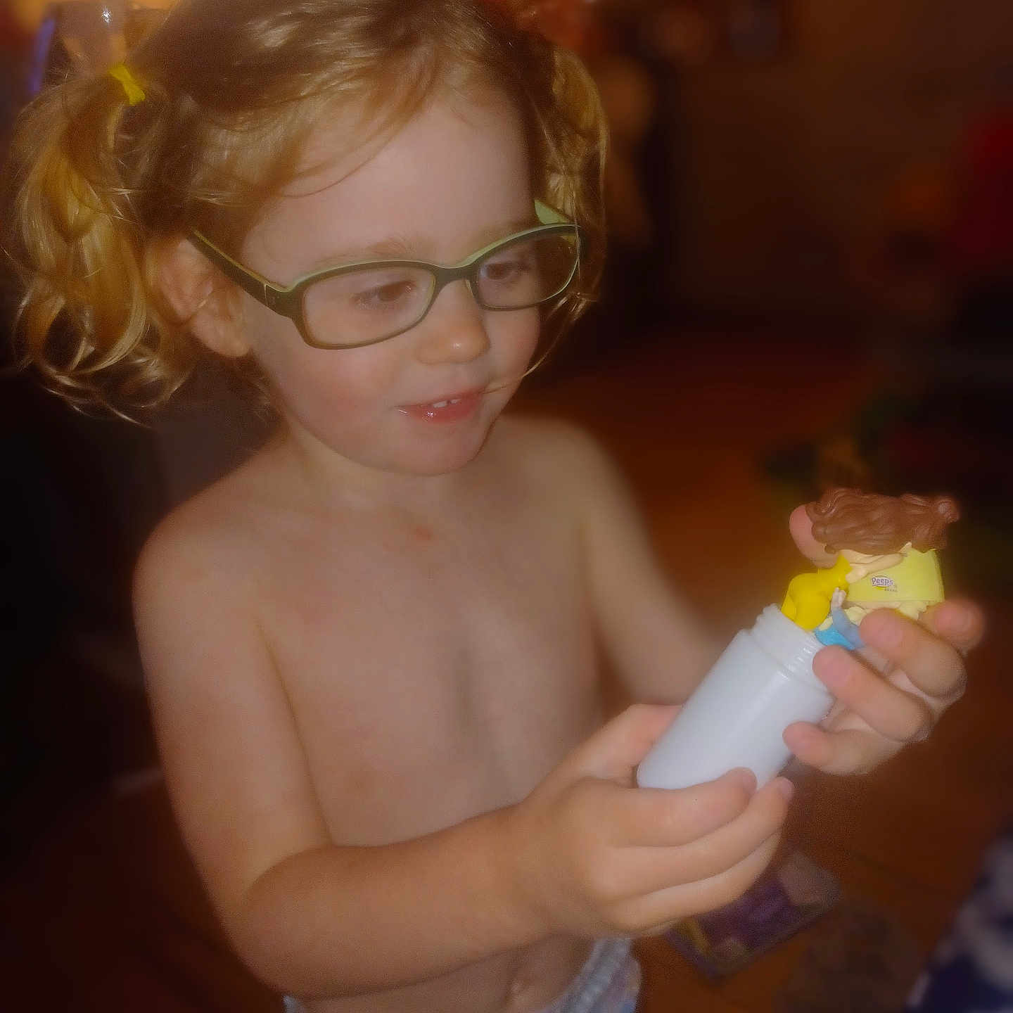 Eloise joined the competition — help win amazing prizes! accessories, beverage, bodypart, child, couch, cream, dessert, face, female, finger, food, furniture, girl, glasses, hand, head, icing, milk, person, sweets