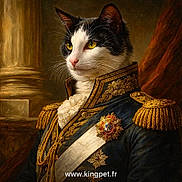 Eclipse a rejoint le concours — aidez-le/la à gagner de superbes lots ! animal, black_and_white, cat, close_up, costume, decorative, epaulettes, feline, fur, historical_clothing, indoors, medal, painting_style, portrait, regal, sash, uniform, website_text, whiskers, yellow_eyes