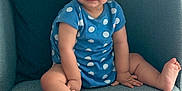 Diana a rejoint le concours — aidez-le/la à gagner de superbes lots ! baby, barefoot, blue_clothing, chair, child, curly_hair, cushion, cute, furniture, home, indoor, person, polka_dot, portrait, relaxed, seated, skin, smiling, toddler, young_child