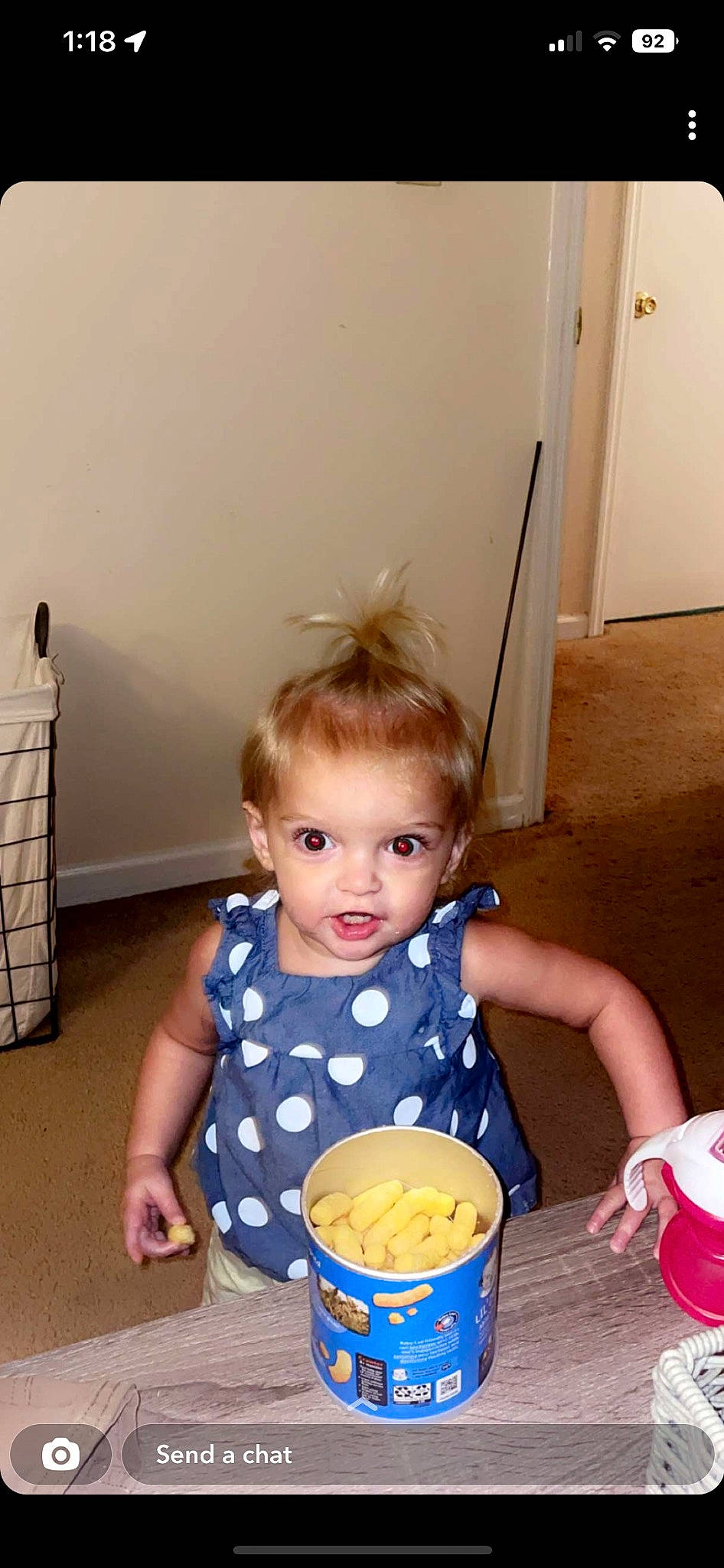 Addisyn is registered to the contest to win money with this photo: baby, baby_products, baby_toddler_clothing, bucket, child, comfort_food, cooking, cup, drinkware, flooring, fun, happy, person, play, room, serveware, sitting, standing, tableware, toddler