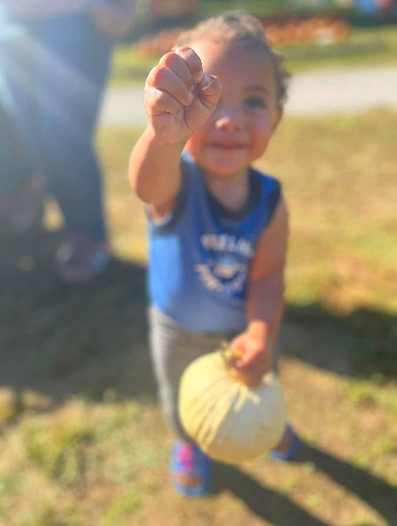 Kaiden joined the competition — help win amazing prizes! baby_toddler_clothing, ball, child, electric_blue, fun, grass, happy, leaf, leisure, mammal, natural_environment, people_in_nature, person, recreation, shorts, smile, soil, sports_equipment, sunlight, t_shirt