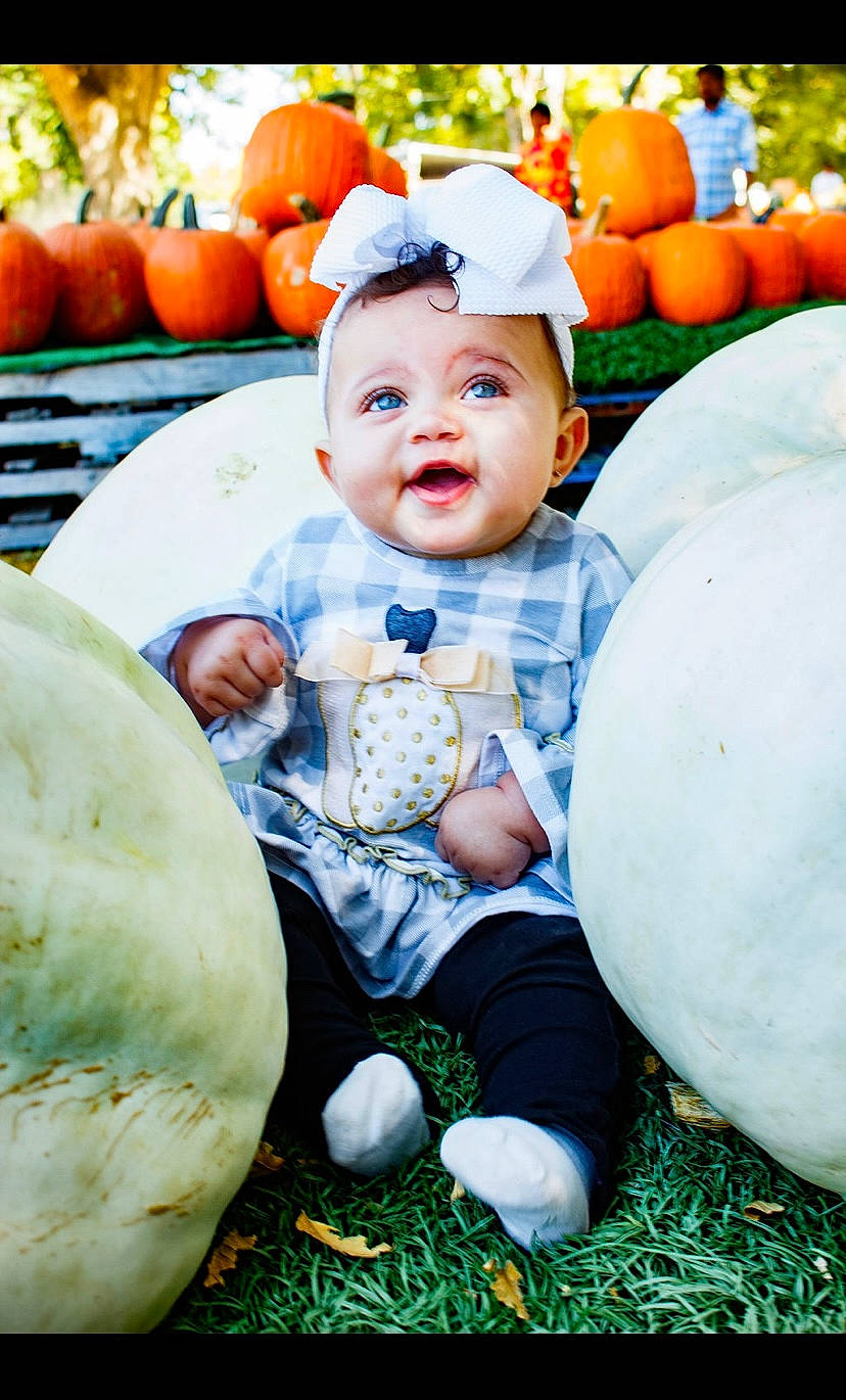 Blakeley is registered to the contest to win money with this photo: calabaza, cucurbita, dress, fruit, grass, green, happy, leaf, natural_foods, orange, people, people_in_nature, person, photograph, plant, public_space, pumpkin, squash, whole_food, winter_squash
