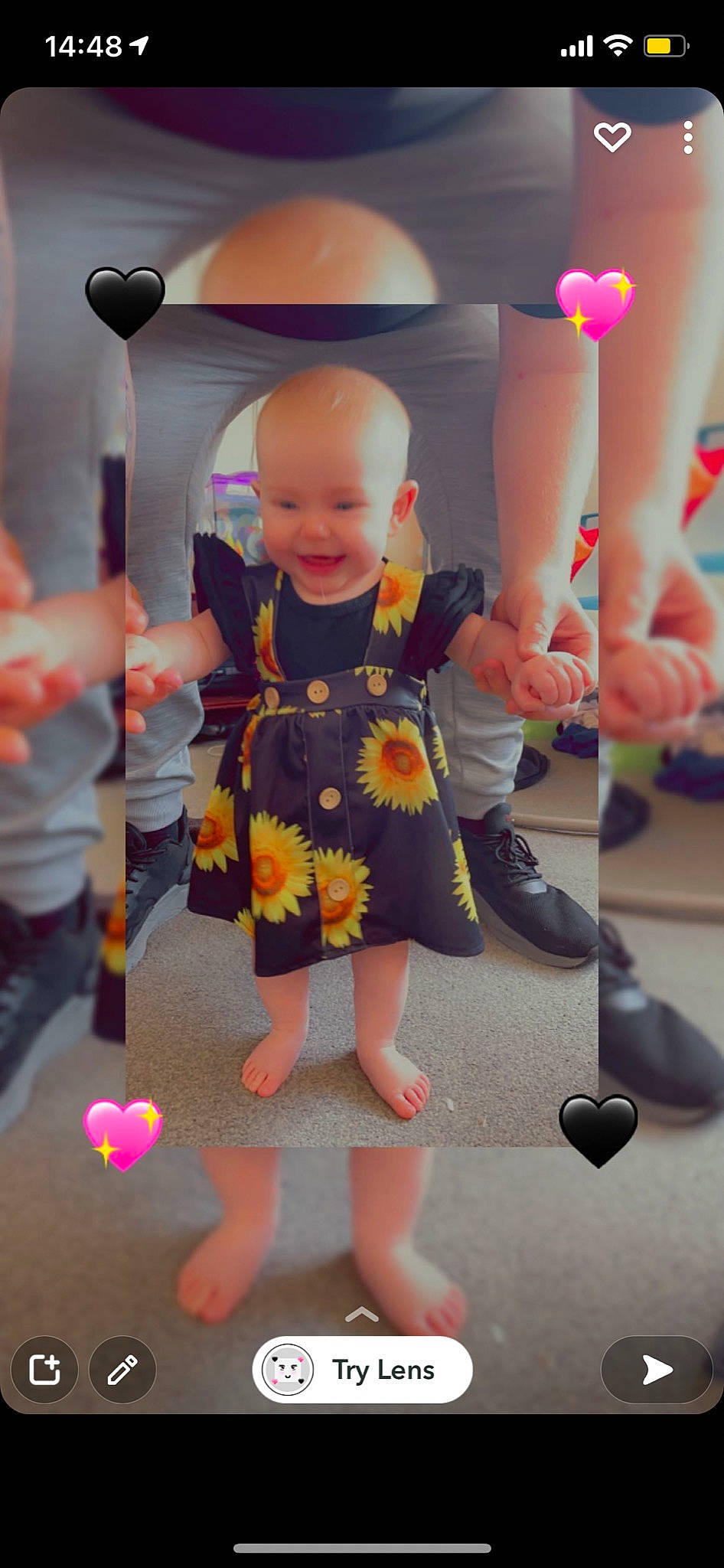 Minnie joined the competition — help win amazing prizes! baby_toddler_clothing, dress, facial_expression, finger, fun, gesture, hairstyle, hand, happy, head, joint, joy, leg, orange, person, pink, purple, skin, smile, standing