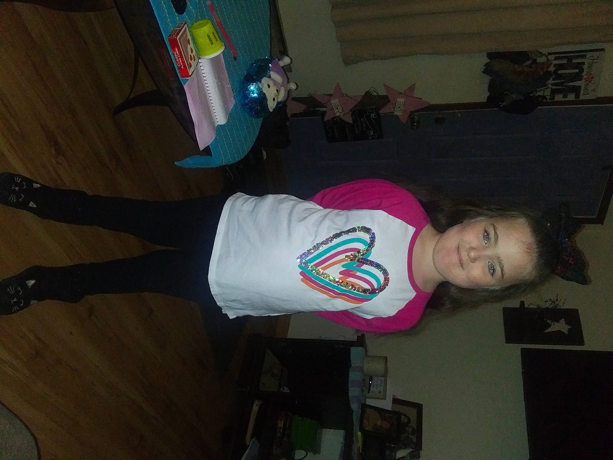 Payton joined the competition — help win amazing prizes! cleanliness, elbow, flooring, fun, hardwood, hat, human_leg, joint, joy, knee, magenta, outdoor_shoe, person, room, sleeve, sweatpant, t_shirt, thigh, trunk, walking_shoe