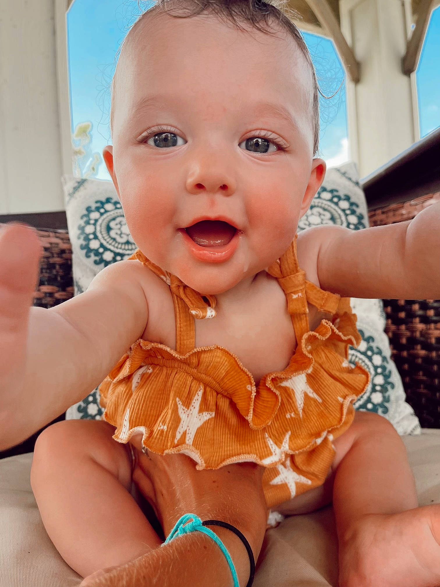 Brynley is registered to the contest to win money with this photo: baby_toddler_clothing, cheek, eyelash, finger, gesture, happy, head, human_body, iris, lip, mouth, muscle, neck, nose, person, pink, skin, smile, thigh, thumb