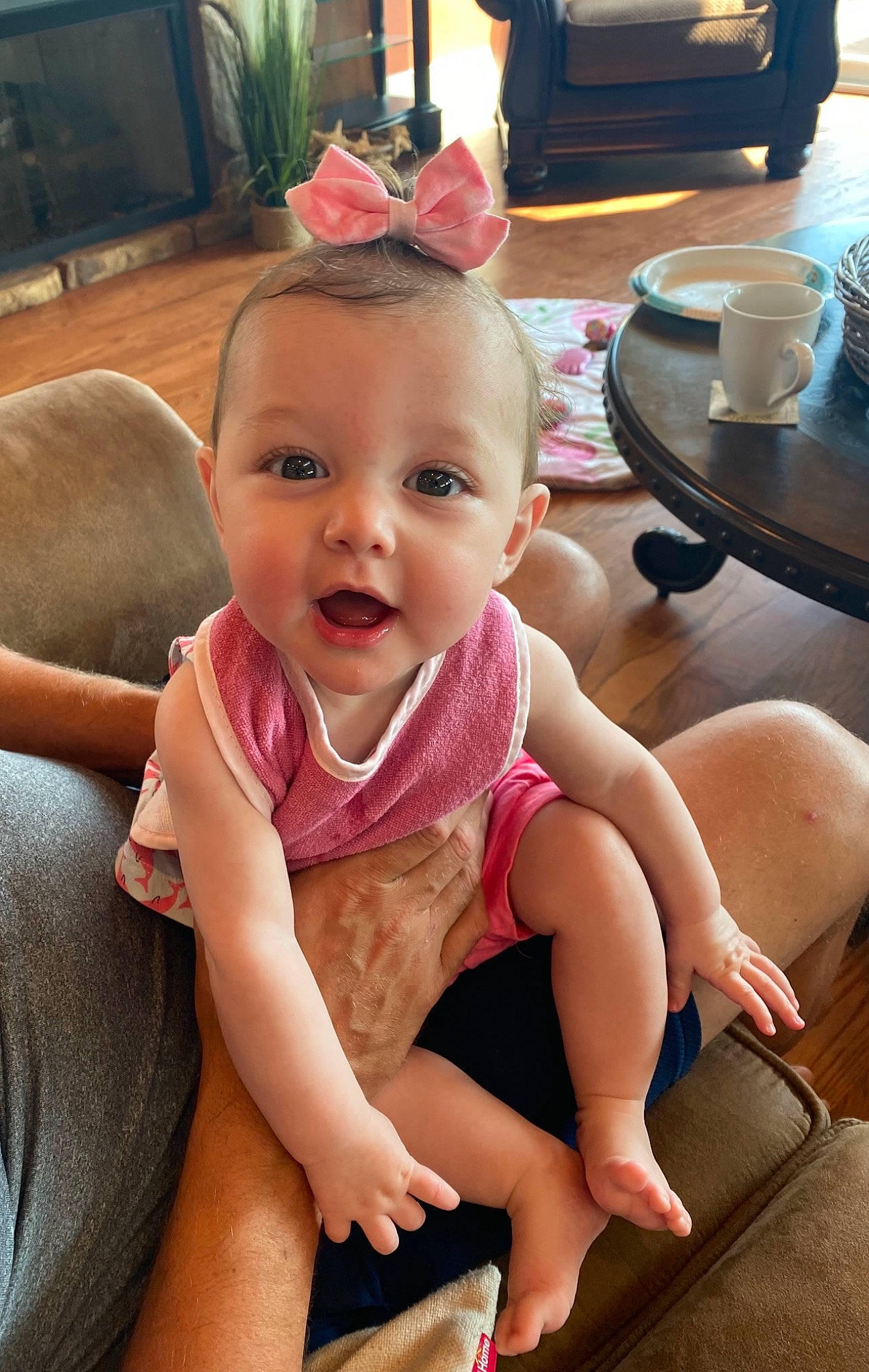 Brynley joined the competition — help win amazing prizes! baby, baby_toddler_clothing, chair, cheek, chin, comfort, dishware, finger, happy, leg, lip, mouth, person, pink, serveware, skin, smile, tableware, thigh, thumb