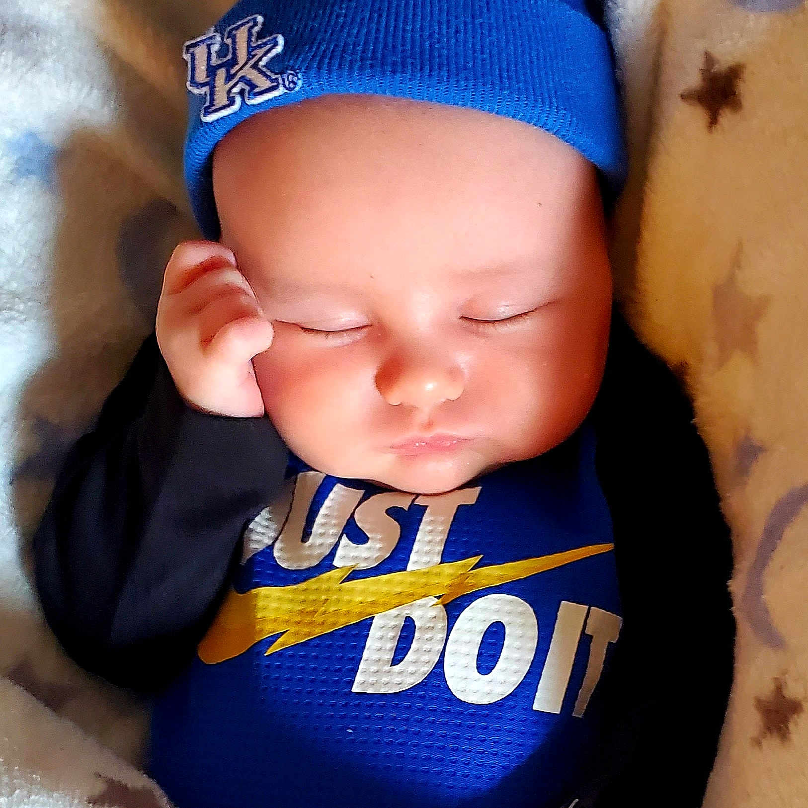 Dustin Travis joined the competition — help win amazing prizes! baby, baby_toddler_clothing, beanie, blue, cap, cheek, child, electric_blue, fashion_accessory, hair_accessory, head, headband, headgear, lip, skin, toddler