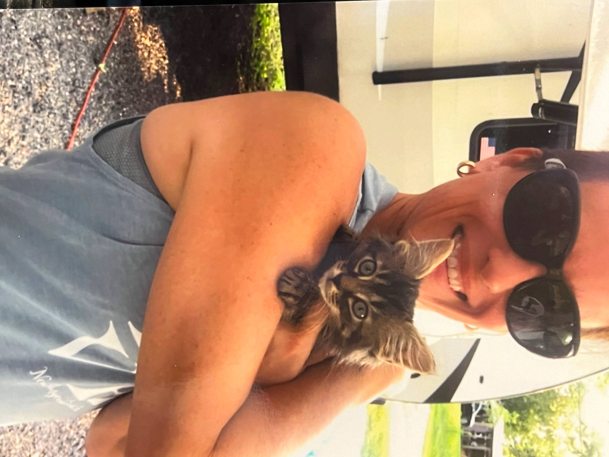 Mobie is registered to the contest to win money with this photo: abdomen, audio_equipment, barechested, black_hair, cameras_optics, chest, dress, elbow, eyewear, fun, human_leg, knee, leisure, personal_protective_equipment, room, sunglasses, tattoo, thigh, trunk, wrist