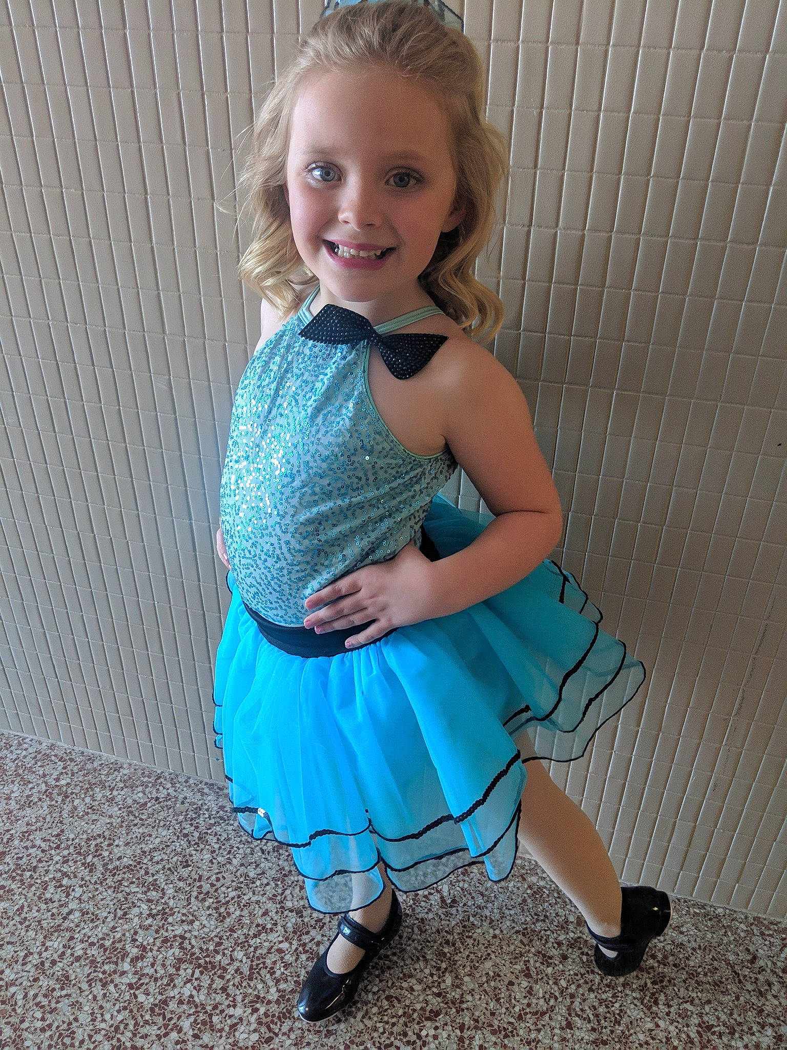 Halle joined the competition — help win amazing prizes! aqua, baby_toddler_clothing, blond, blue, child, child_model, clothing, costume, dress, footwear, joy, leg, pattern, person, photography, shoe, sitting, toddler, turquoise