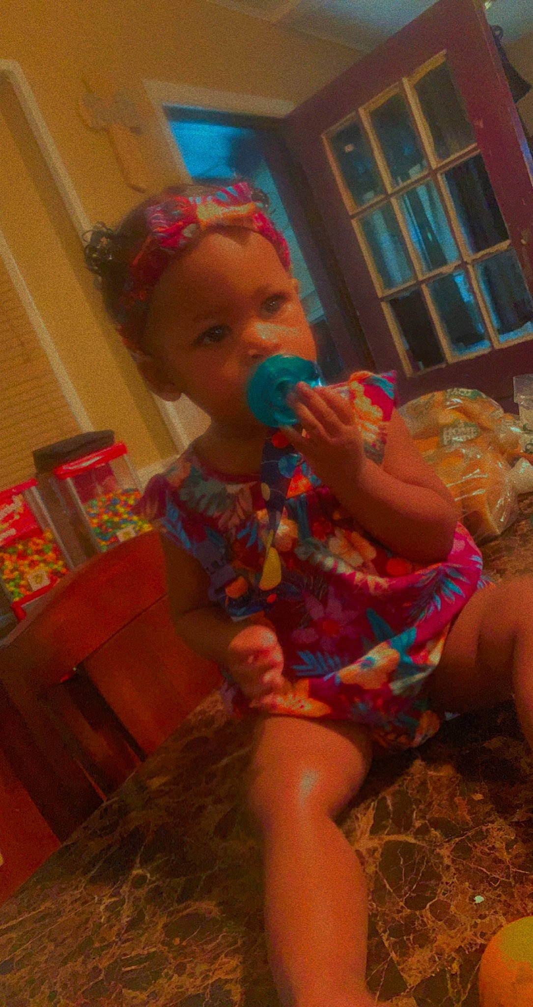 Kahlia joined the competition — help win amazing prizes! baby, baby_toddler_clothing, chair, cheek, child, foot, fun, happy, human_body, human_leg, iris, mouth, party, person, play, room, skin, standing, thigh, thumb