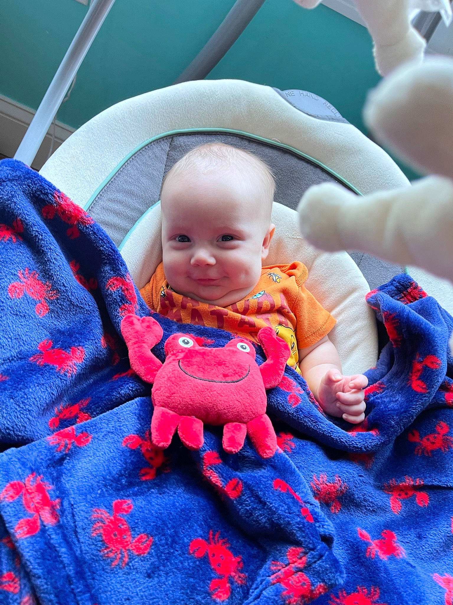 Nicholas joined the competition — help win amazing prizes! azure, baby, baby_sleeping, baby_toddler_clothing, blue, child, comfort, electric_blue, event, happy, linens, pattern, person, product, red, sleeve, smile, stuffed_toy, textile, toddler