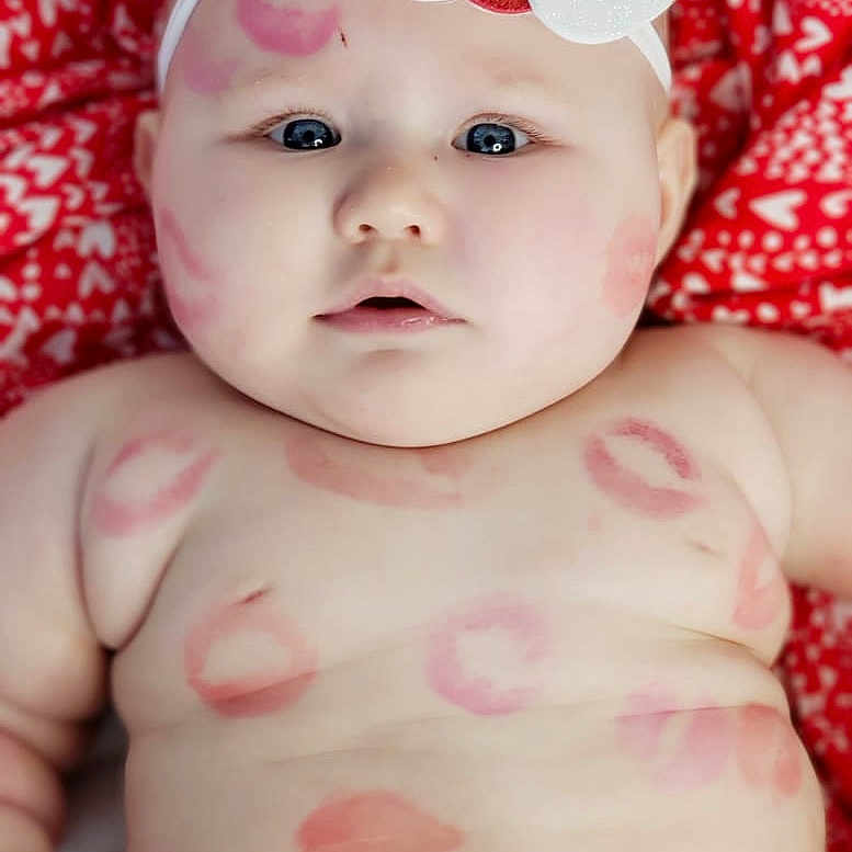 Sadie is registered to the contest to win money with this photo: baby, cheek, child, eye, face, head, lip, pattern, person, pink, portrait_photography, skin, toddler