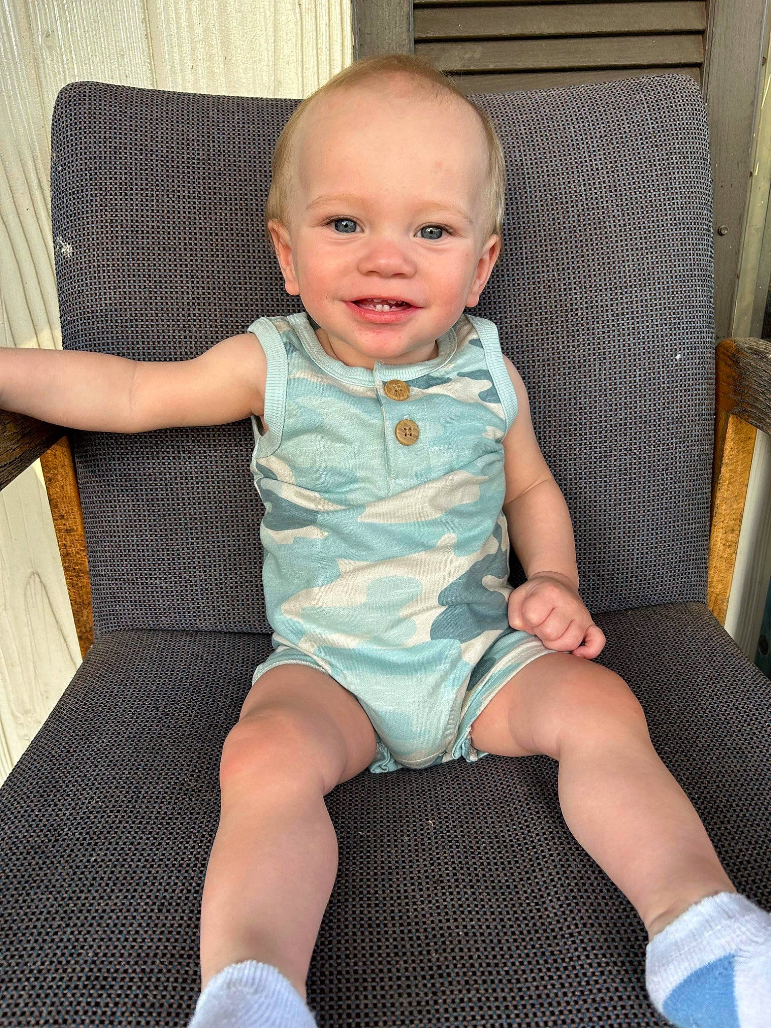 Macen is registered to the contest to win money with this photo: baby, baby_toddler_clothing, beauty, chair, comfort, dress, eye, facial_expression, finger, happy, head, iris, joy, lap, people, person, product, skin, sleeve, smile