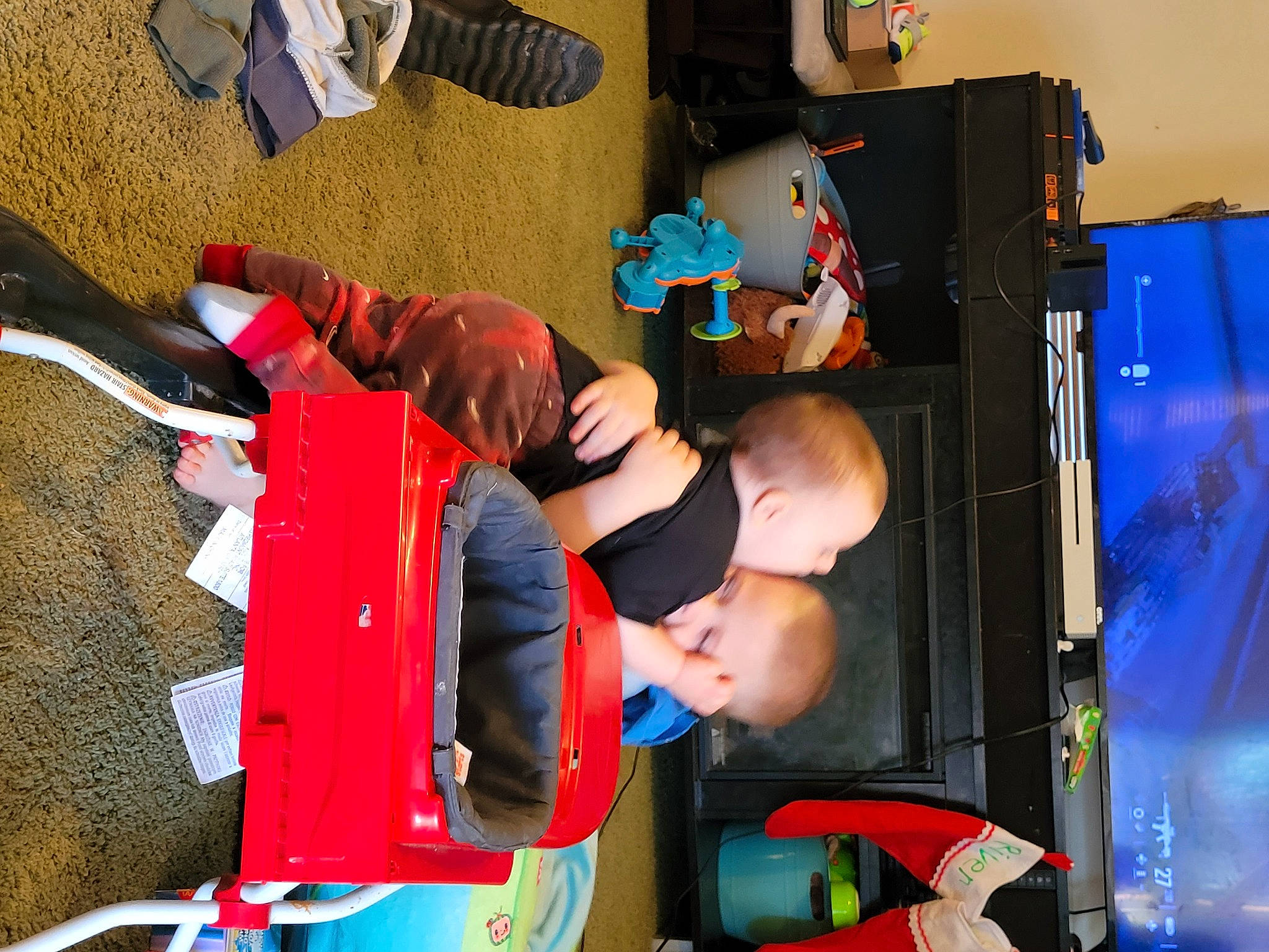 River joined the competition — help win amazing prizes! baby, baby_products, baby_toys, blue, child, costume, electric_blue, fun, leisure, machine, person, play, room, t_shirt, toddler