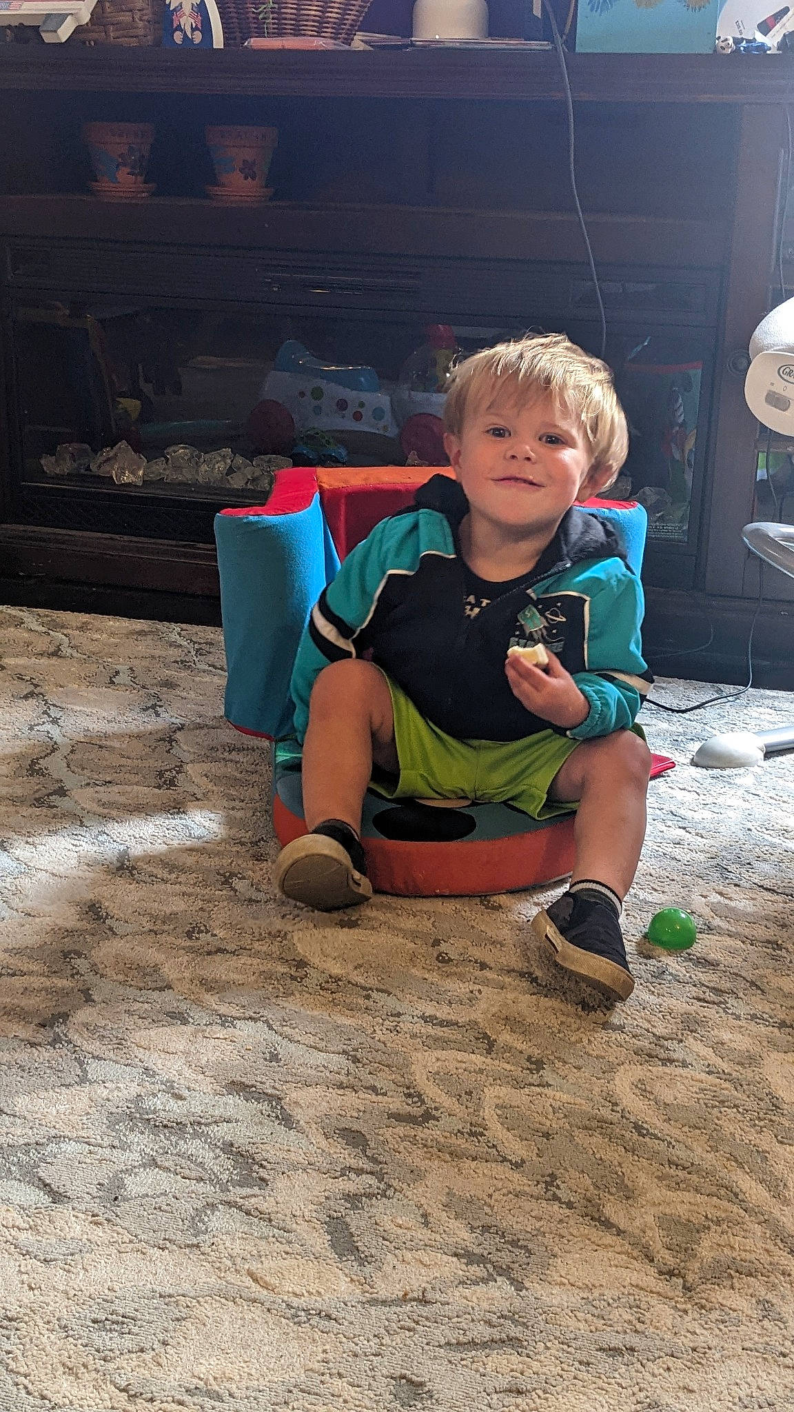 Bryant joined the competition — help win amazing prizes! arm, child, flash_photography, flooring, fun, grass, happy, joy, landscape, leg, leisure, mechanical_fan, person, play, recreation, shorts, sitting, soil, t_shirt, toddler