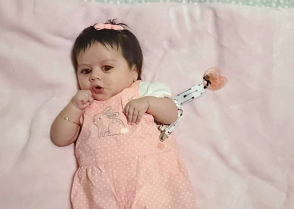 Elaine joined the competition — help win amazing prizes! arm, baby, baby_toddler_clothing, beauty, cheek, child, hair_accessory, person, pink, product, skin, sleeve, textile, toddler