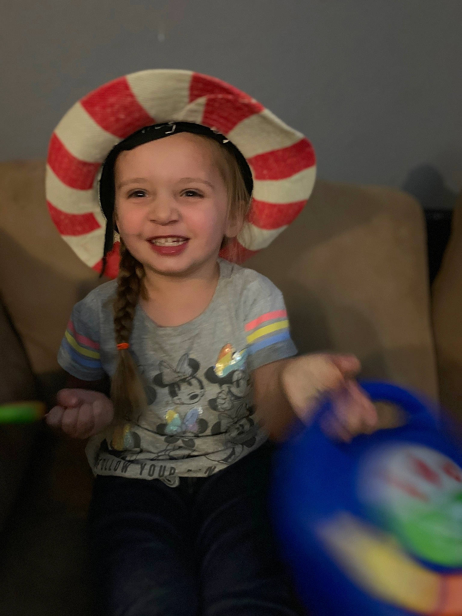 Rosalyn joined the competition — help win amazing prizes! child, face, facial_expression, fashion_accessory, fun, happy, hat, head, headgear, headwear, joy, laugh, party_hat, party_supply, person, play, sitting, skin, smile, standing