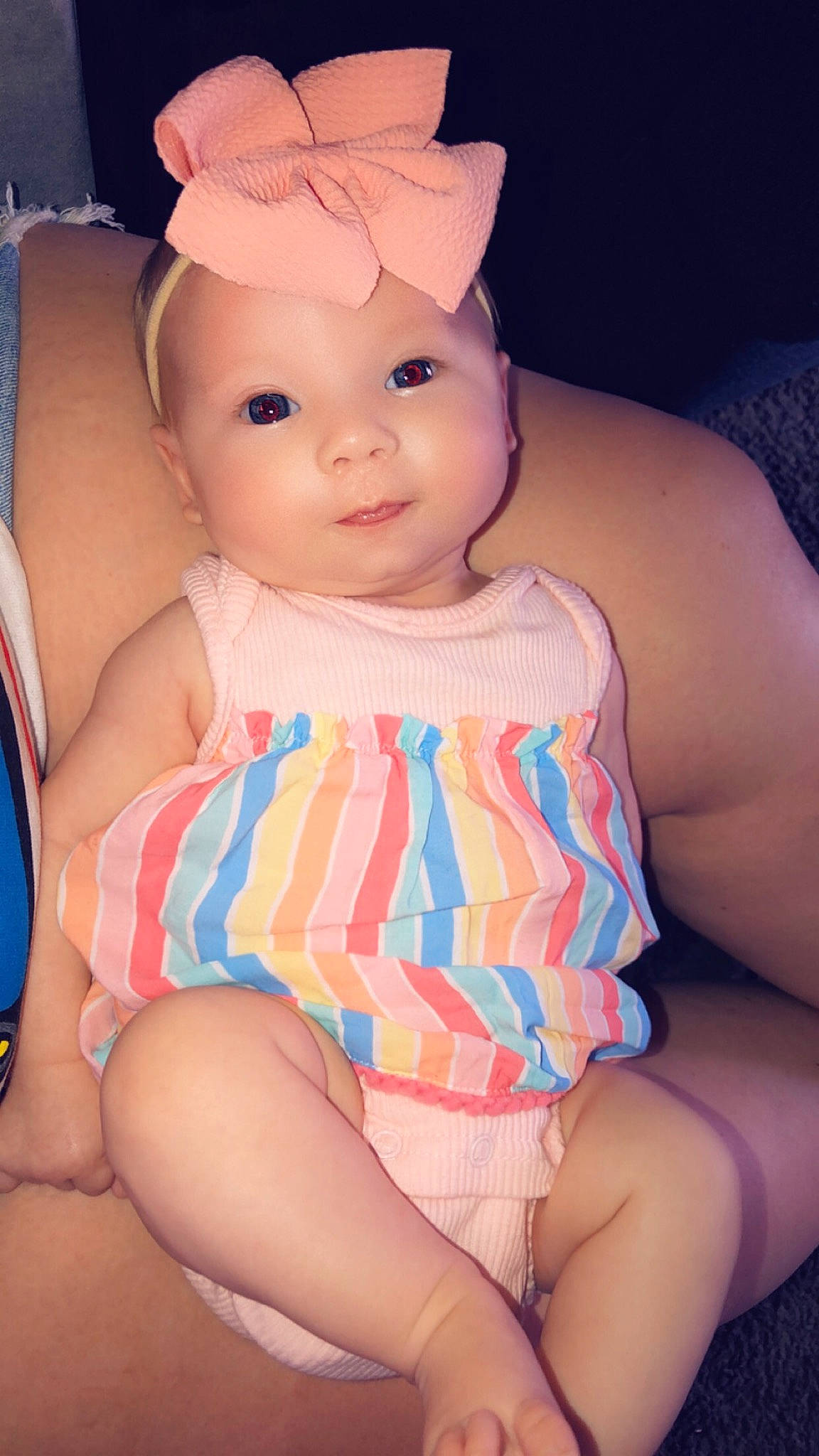 Finley joined the competition — help win amazing prizes! arm, baby_toddler_clothing, blue, cheek, chin, face, facial_expression, hairstyle, head, headwear, human_body, leg, lip, mouth, neck, organ, person, skin, sleeve, stomach