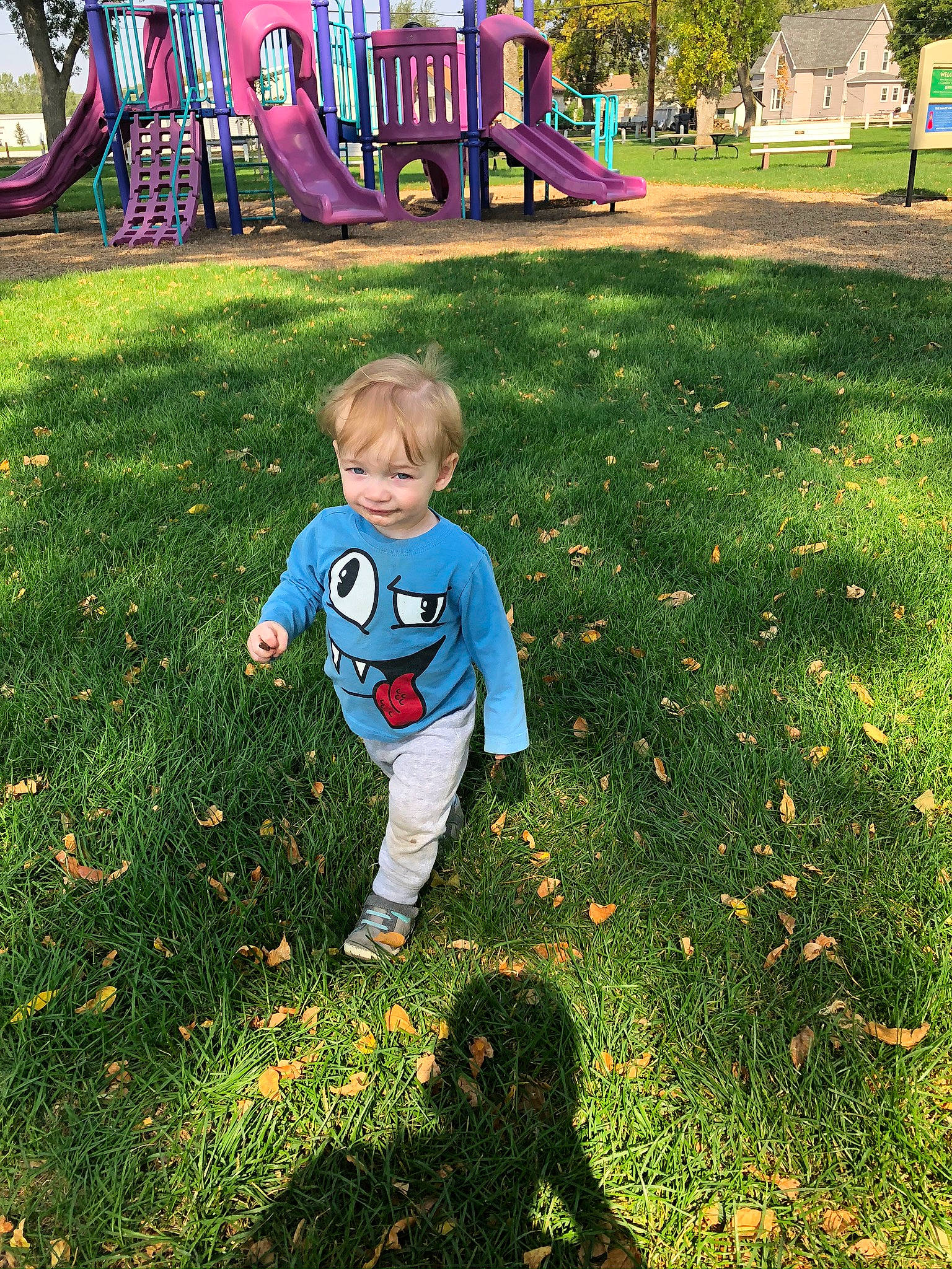 Ryder joined the competition — help win amazing prizes! baby, baby_toddler_clothing, backyard, child, chute, city, fictional_character, garden, grass, human_settlement, joy, lawn, outdoor_play_equipment, park, people_in_nature, person, play, playground, playground_slide, public_space