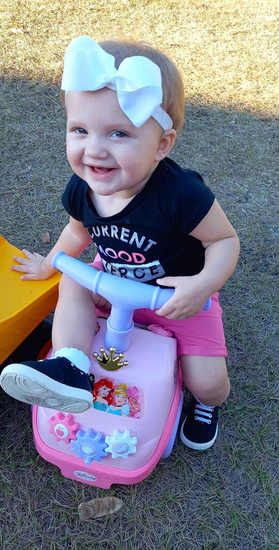 Madalynn joined the competition — help win amazing prizes! baby_toddler_clothing, blue, cap, footwear, grass, happy, hat, headwear, joy, people, person, photograph, pink, shoe, shorts, smile, sneakers, summer, t_shirt, toddler