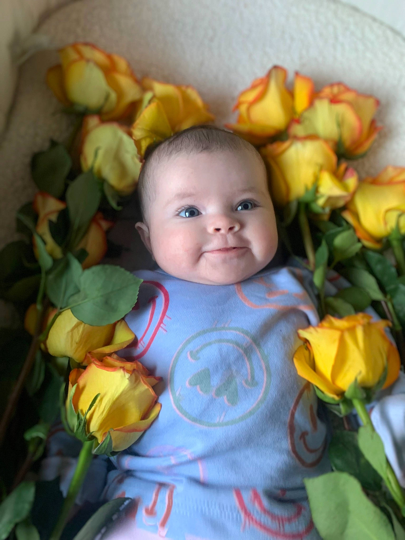 Mariella is registered to the contest to win money with this photo: baby, baby_toddler_clothing, cheek, dress, eye, face, happy, head, iris, joy, leaf, lip, nose, people_in_nature, person, petal, plant, product, skin, smile