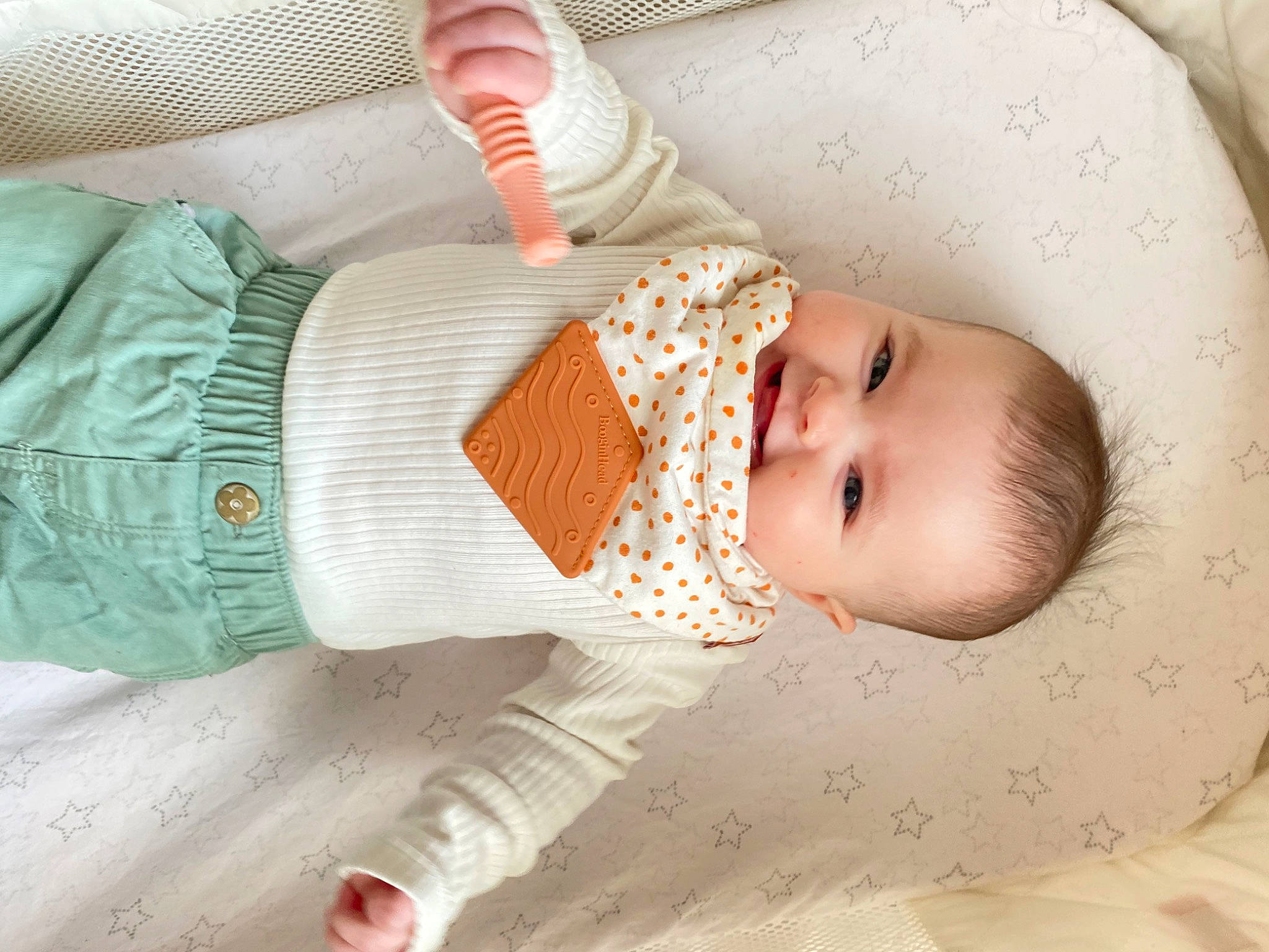 Mariella is registered to the contest to win money with this photo: baby, baby_products, baby_safety, baby_sleeping, baby_toddler_clothing, child, comfort, elbow, eye, head, human_body, linens, pattern, person, room, skin, sleeve, smile, toddler, wood