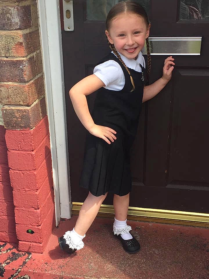 Payton-summer is registered to the contest to win money with this photo: arm, child, child_model, dress, joy, person, shoe, shoulder, smile, standing, toddler