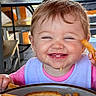 toddler, child, smiling, happy, face, food, french_fries, grilled_cheese, plate, table, bib, indoor, messy, hands, meal, cute, eating, portrait, person, dining