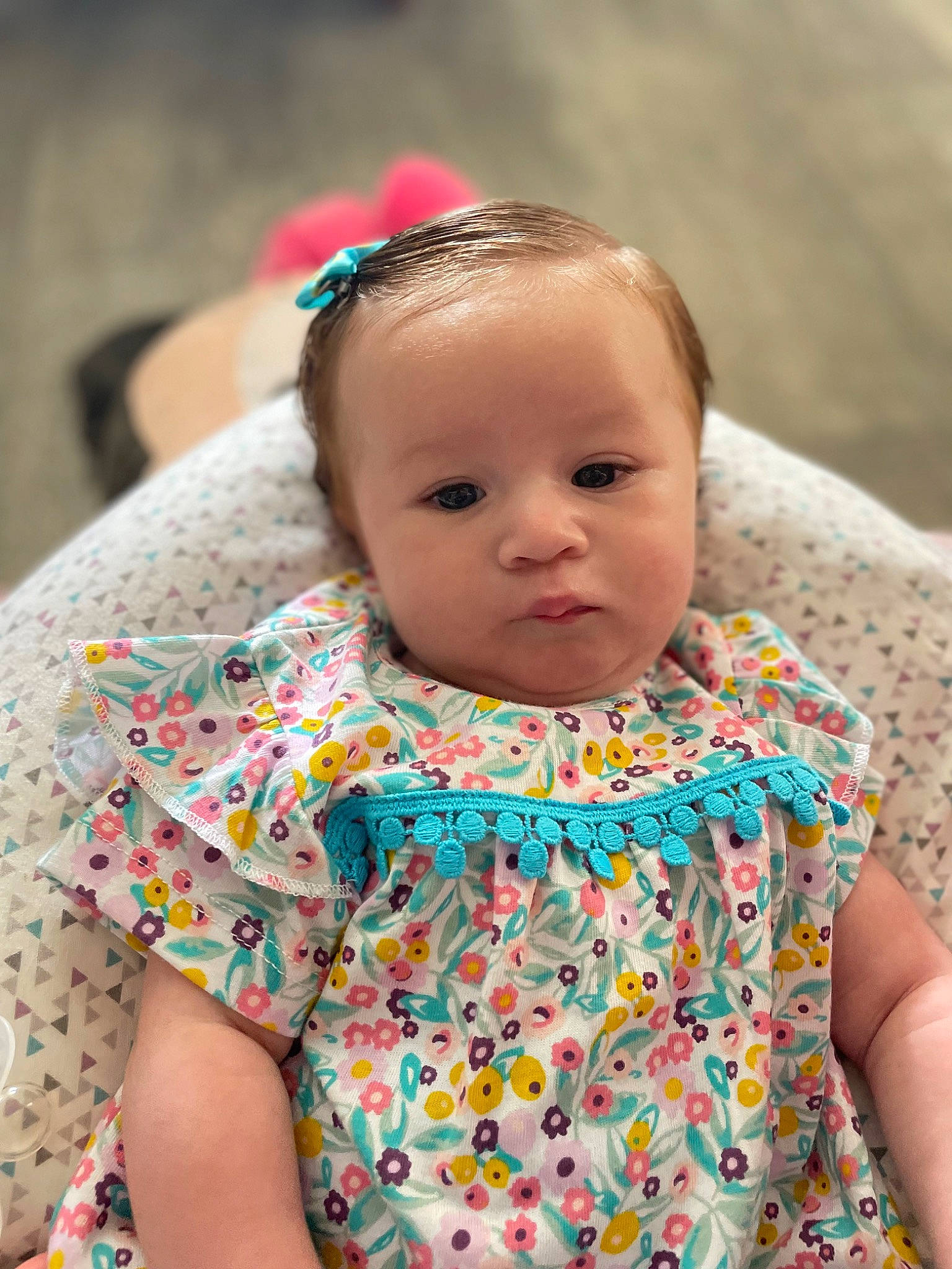 Aélys a rejoint le concours — aidez-le/la à gagner de superbes lots ! baby, baby_toddler_clothing, cheek, chin, dress, eye, eyelash, fun, hair, happy, head, iris, lip, neck, orange, person, pink, skin, sleeve, summer