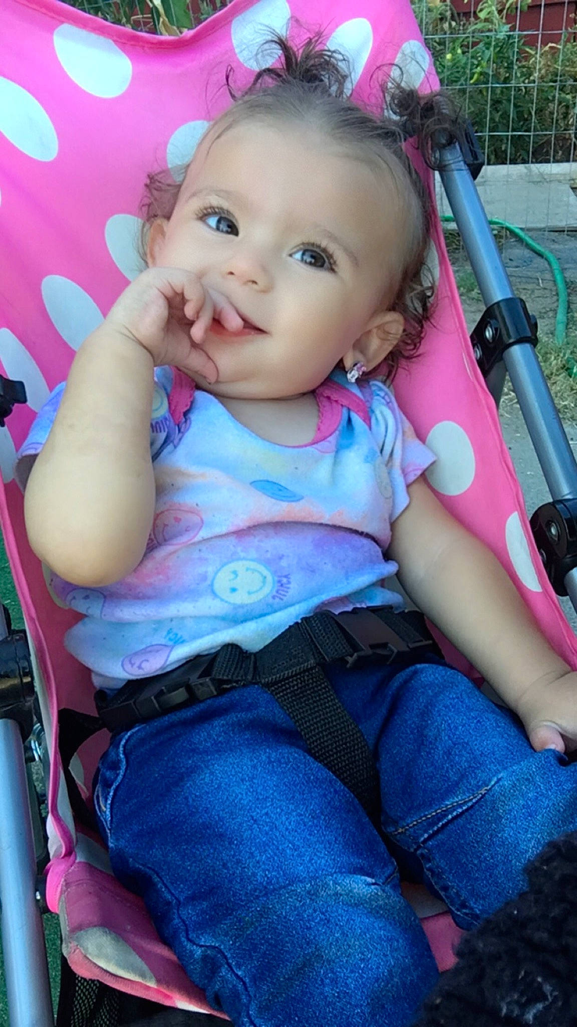 Maya is registered to the contest to win money with this photo: baby, baby_toddler_clothing, cheek, child, chin, clothing, cool, eye, face, fun, happy, head, iris, lip, person, pink, product, shorts, skin, smile