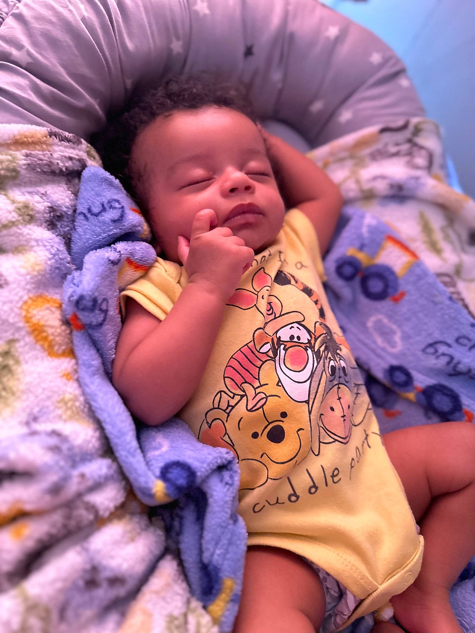 Ares joined the competition — help win amazing prizes! baby, baby_toddler_clothing, cheek, comfort, eye, face, finger, happy, head, human_body, iris, linens, lip, mouth, nose, person, pink, purple, skin, textile